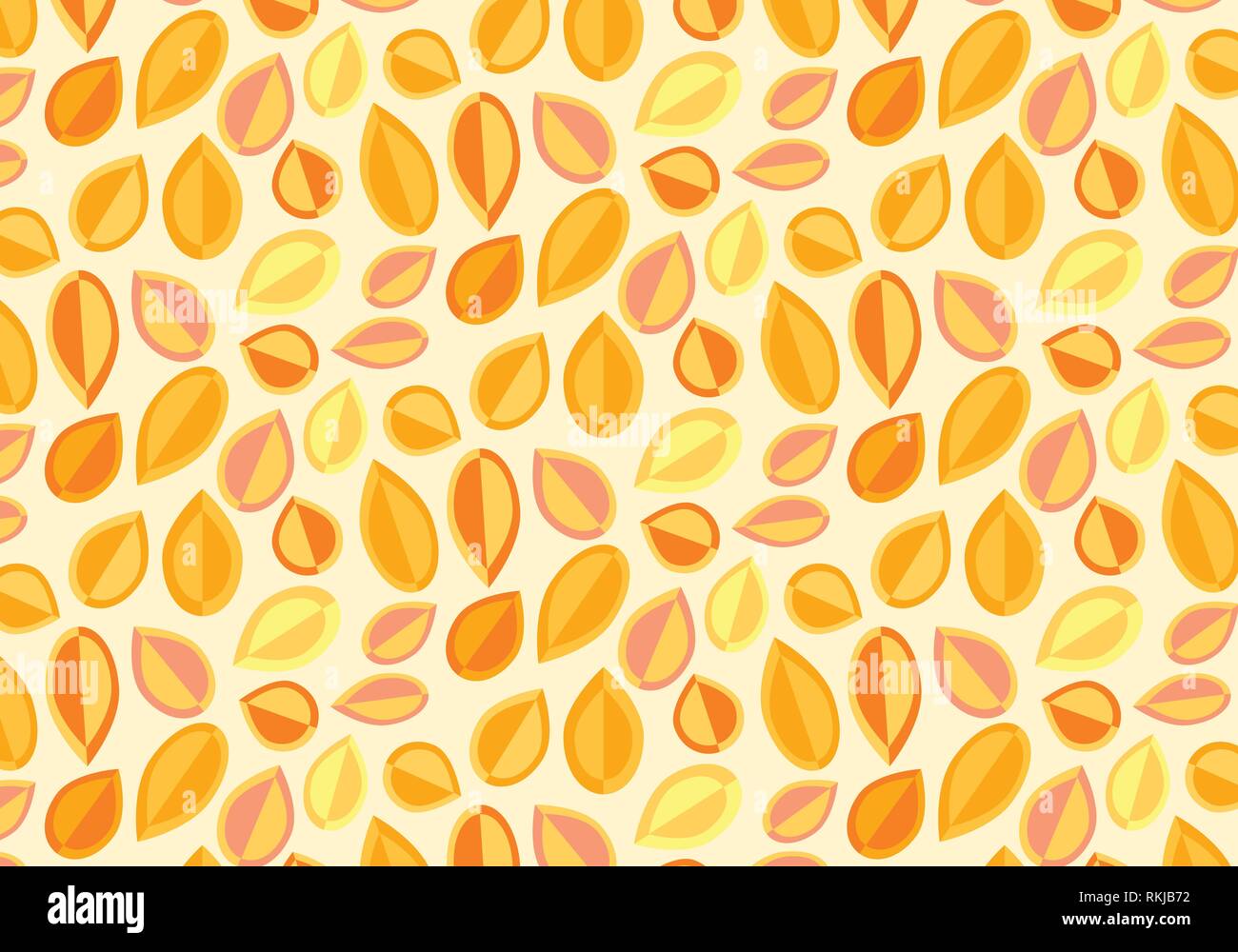 Abstract leaves background vector pattern in orange and yellow Stock Vector