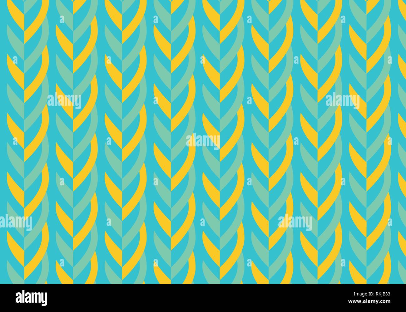 Abstract leaves background vector pattern in gold and turquoise blue Stock Vector