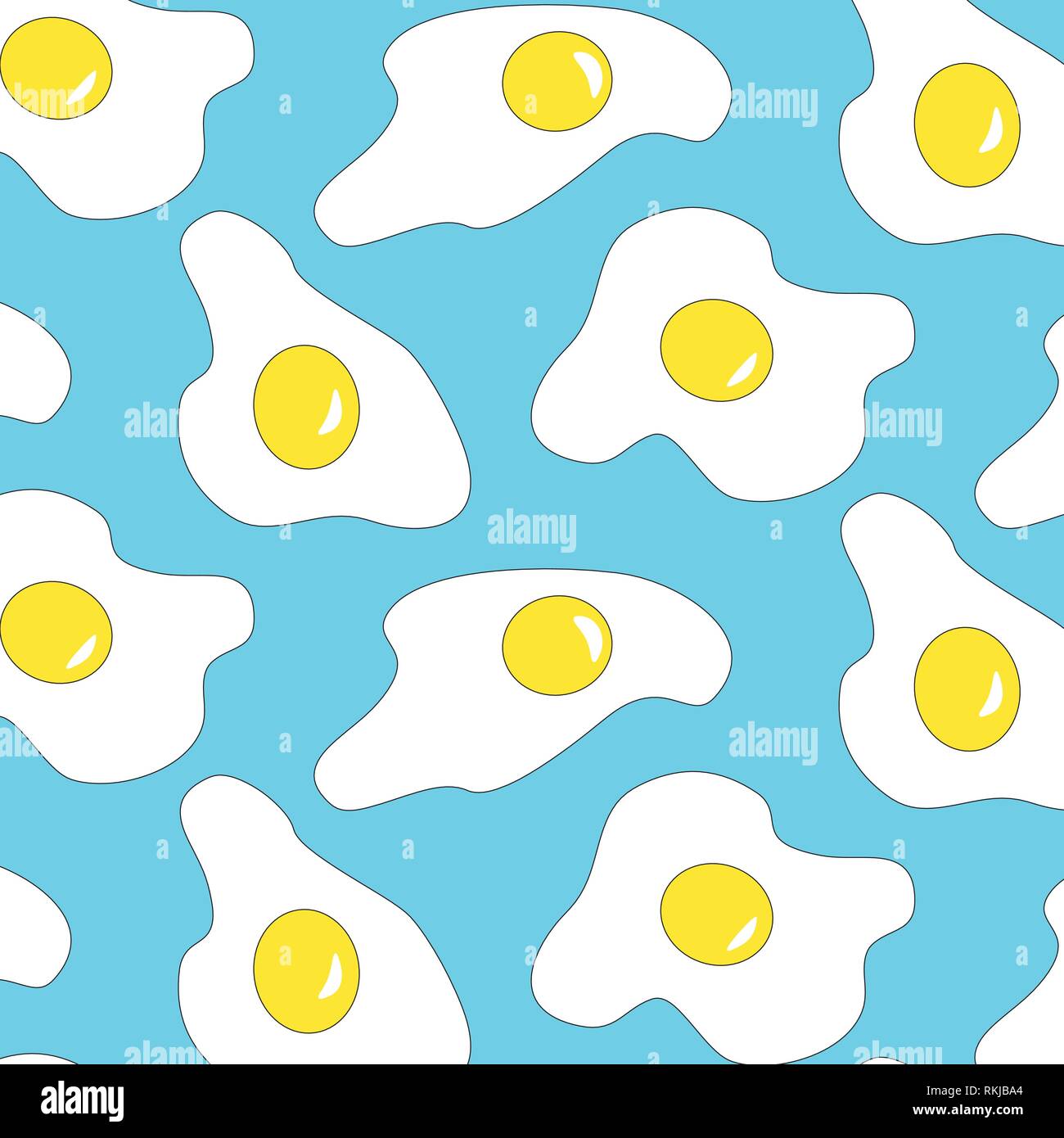 Eggs vector pattern illustration yellow and white on a turquoise blue background Stock Vector