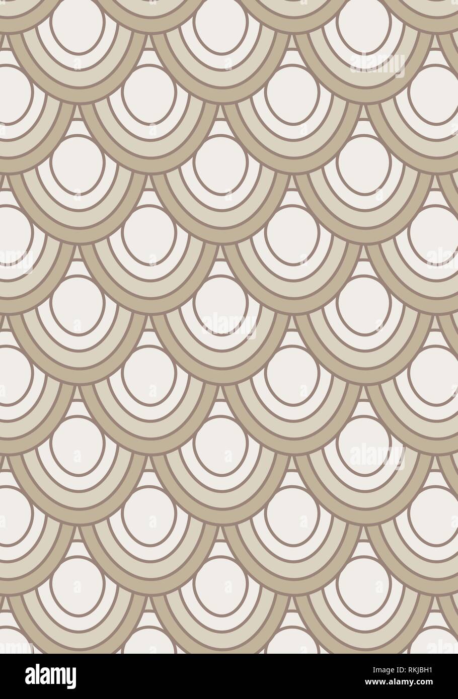 Round geometric abstract vector pattern in brown color palette Stock Vector