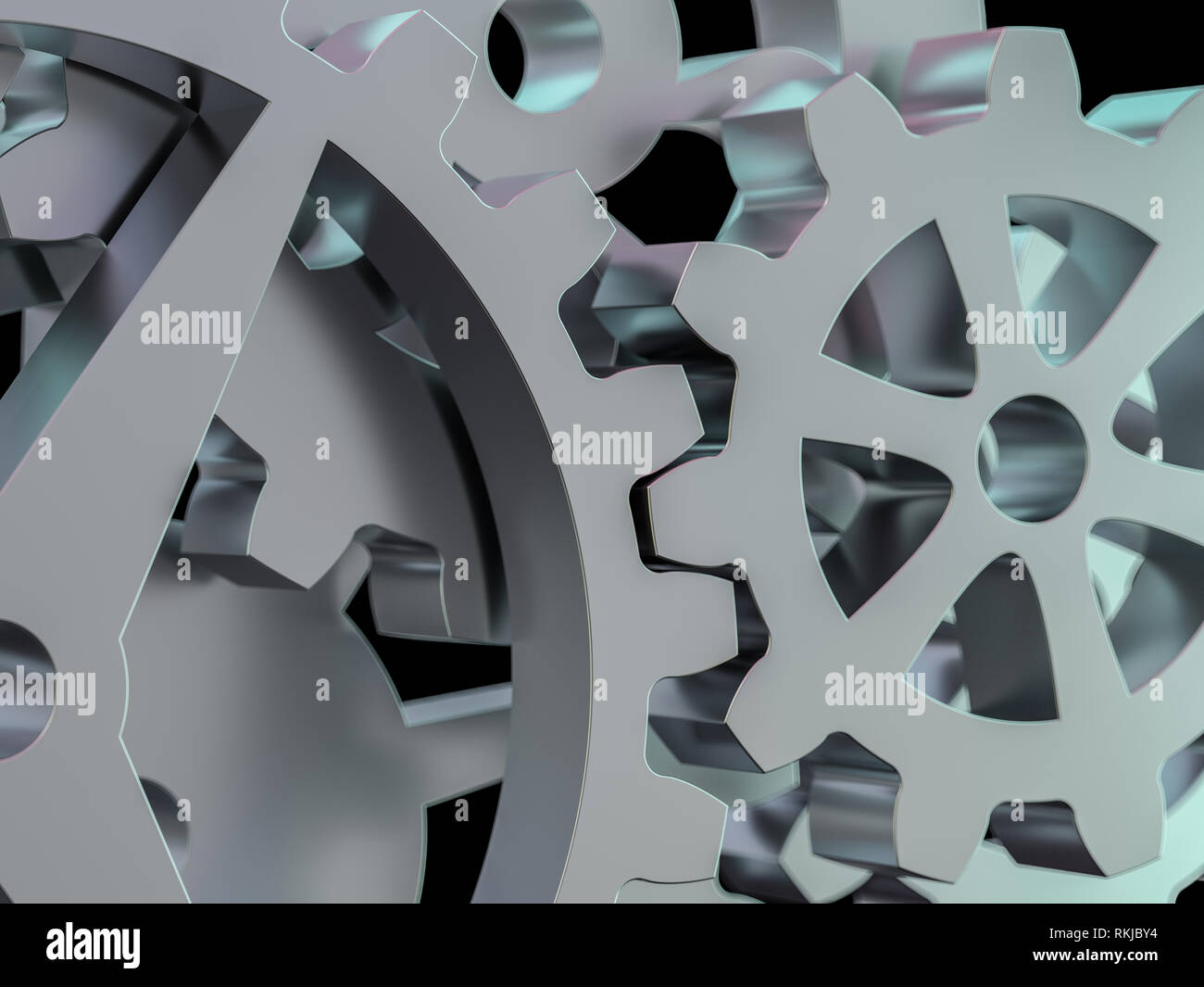 A cluster of interlocking metal gears. 3D rendering Stock Photo - Alamy