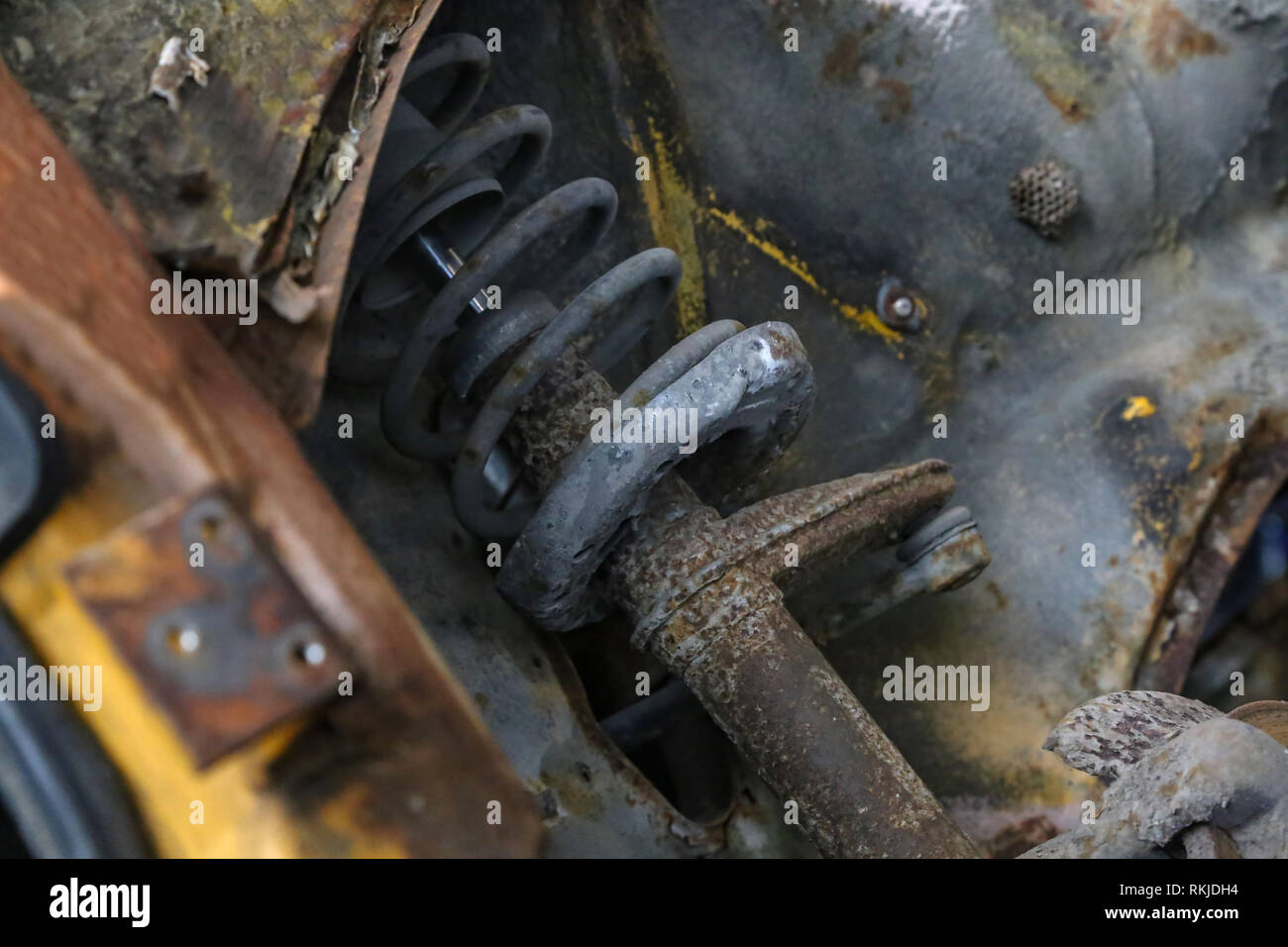 Car / Shock absorbers for an old car Stock Photo Alamy