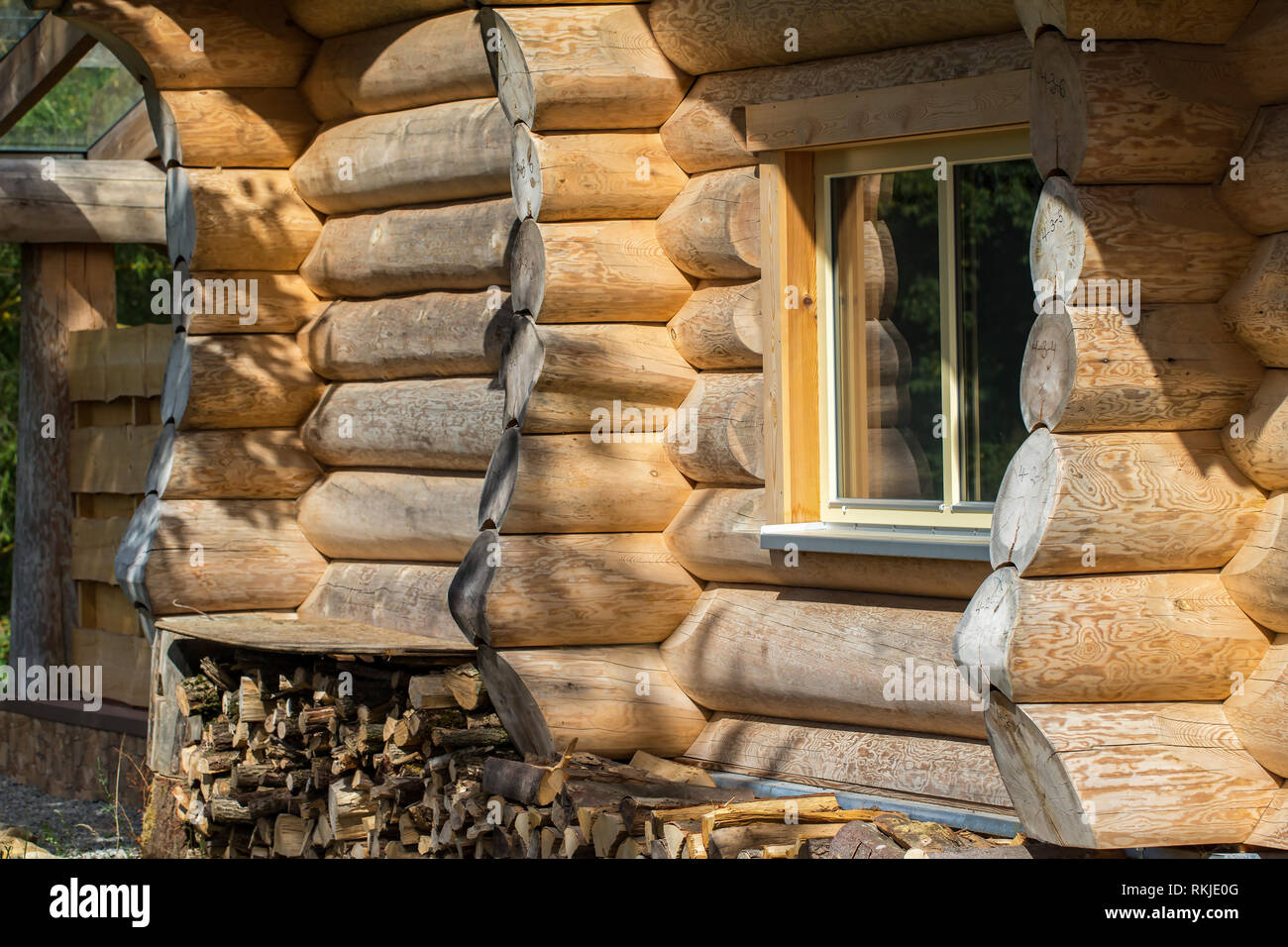 Log Cabin Home Wall Of House From Logs Stock Photo 235819376