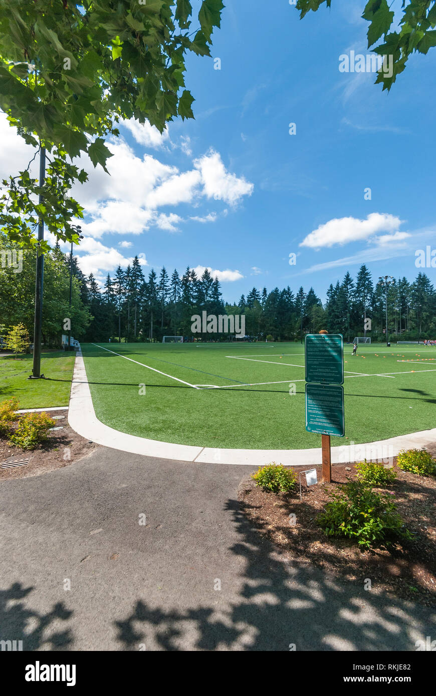 Robinswood Soccer Fields in Bellevue, Washington. Stock Photo