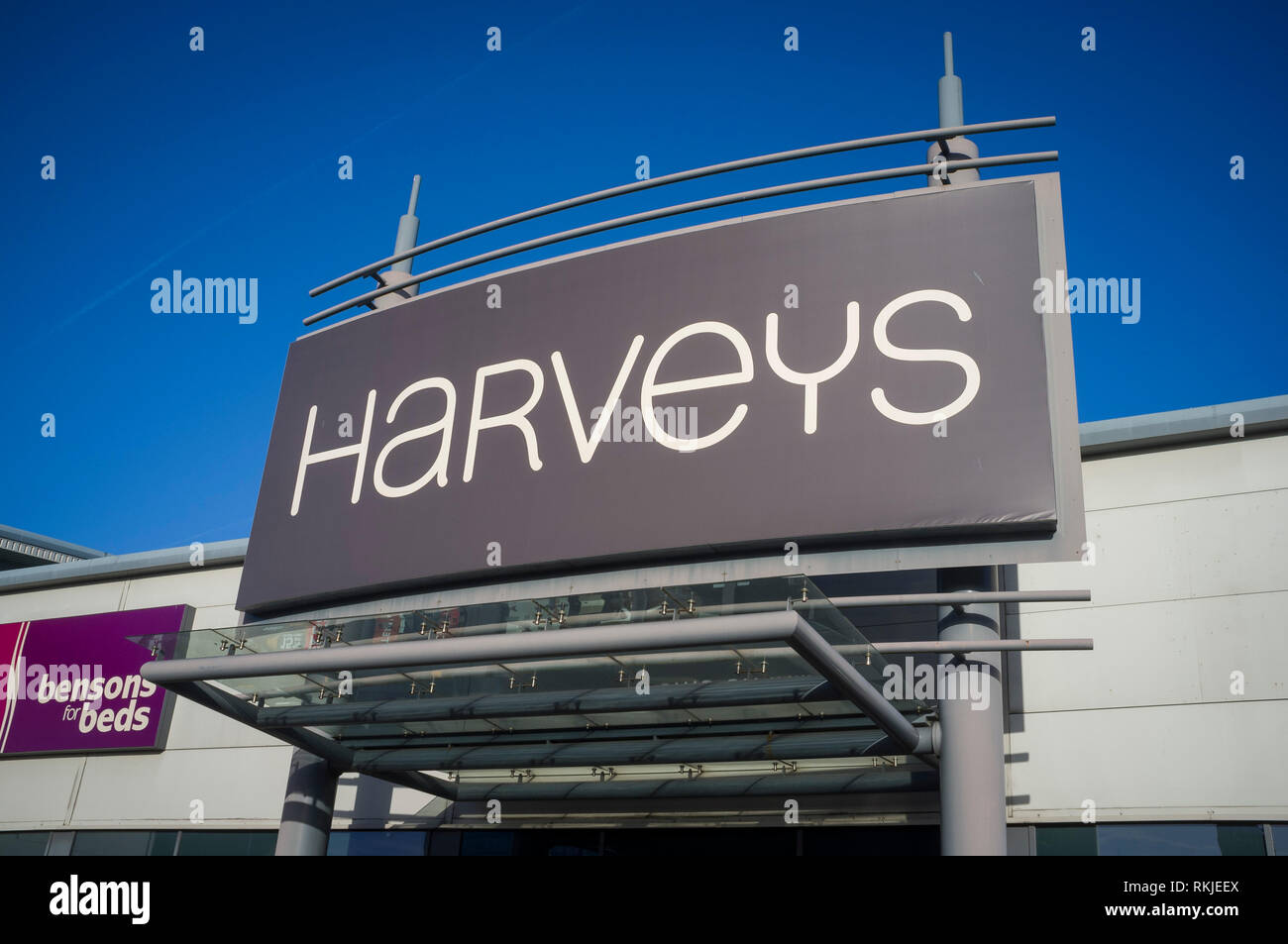 Harveys storefront at Forbury Retail Park, Reading, Berkshire. Stock Photo