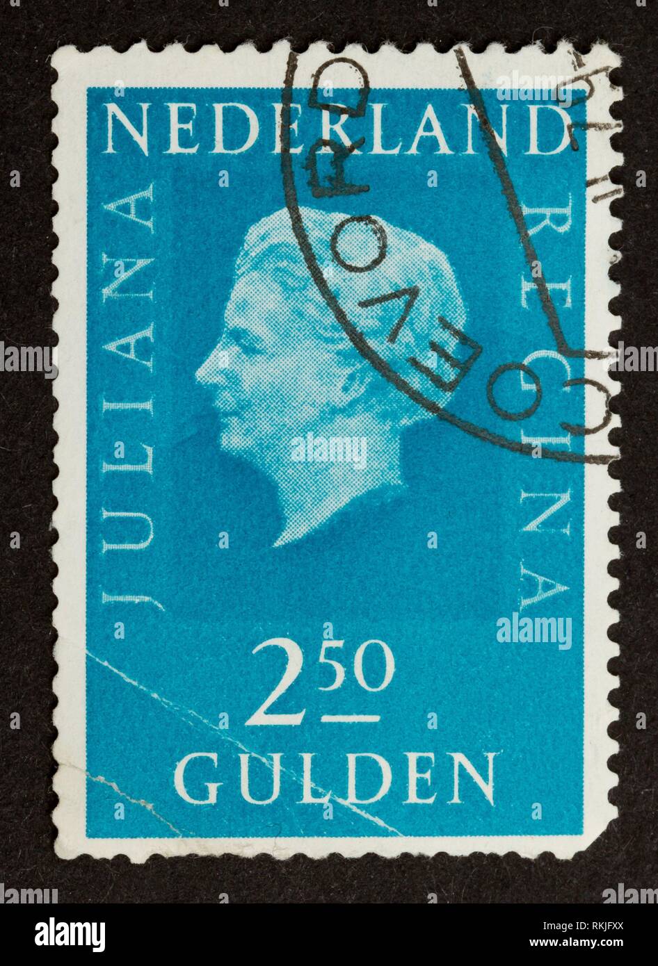 HOLLAND - CIRCA 1980: Stamp printed in the Netherlands shows the head of state (queen), circa 1980. Stock Photo