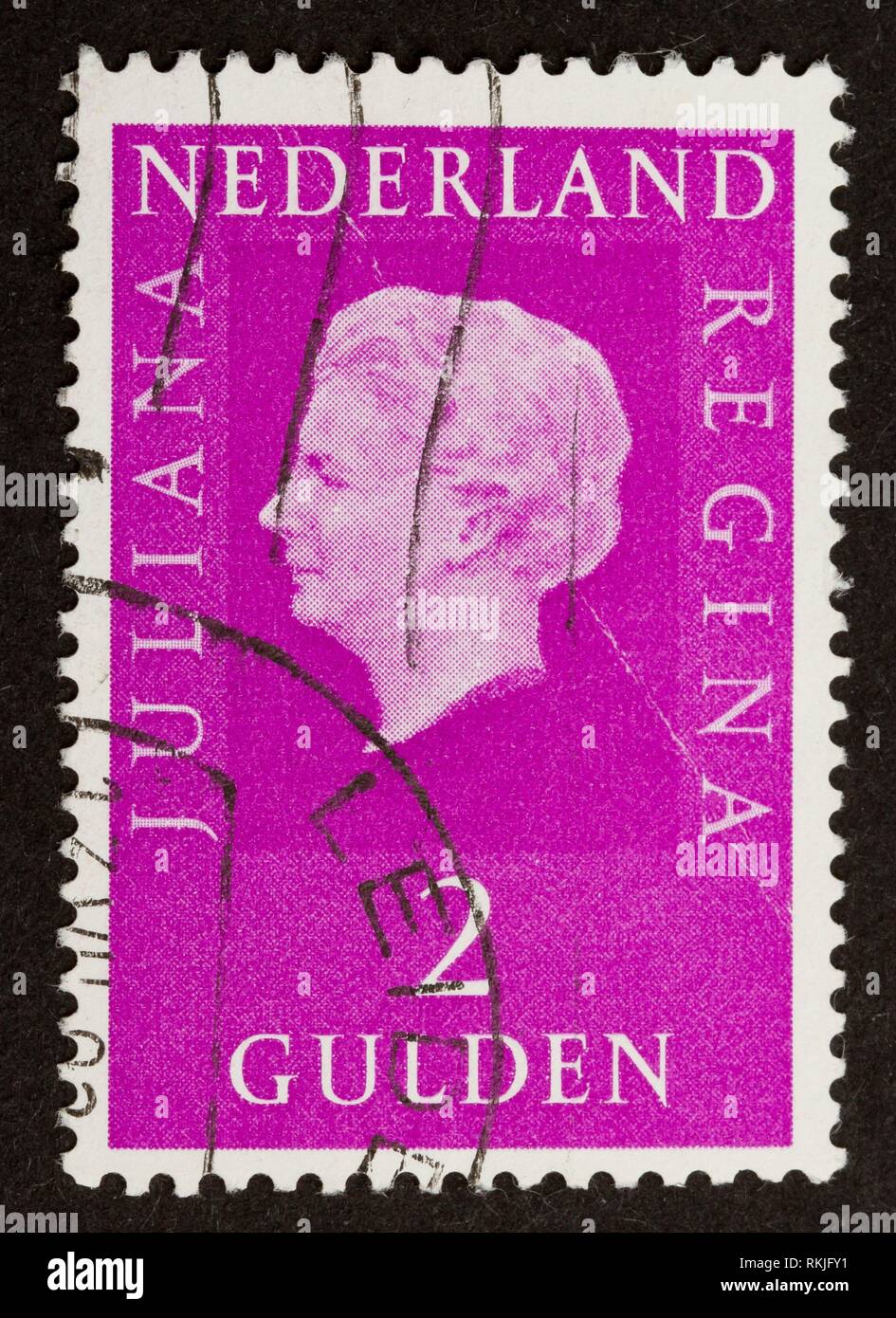 HOLLAND - CIRCA 1980: Stamp printed in the Netherlands shows the head of state (queen), circa 1980. Stock Photo