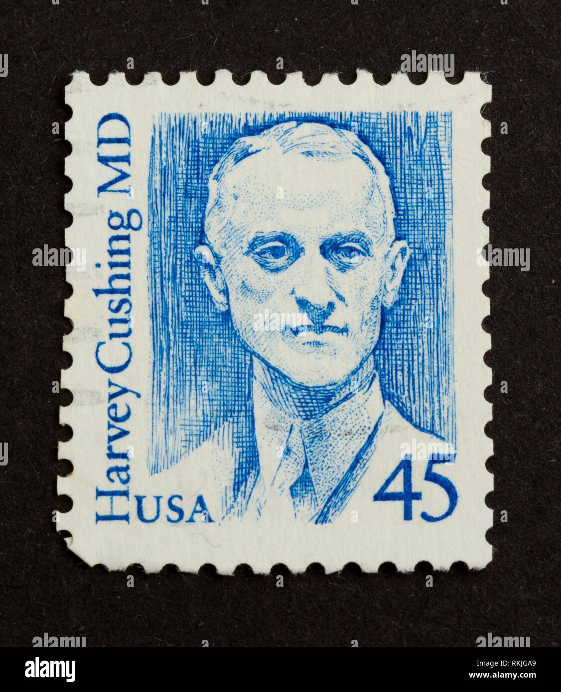 USA - CIRCA 1985: Stamp printed in the USA shows Harvey Cushing, circa 1975. Stock Photo