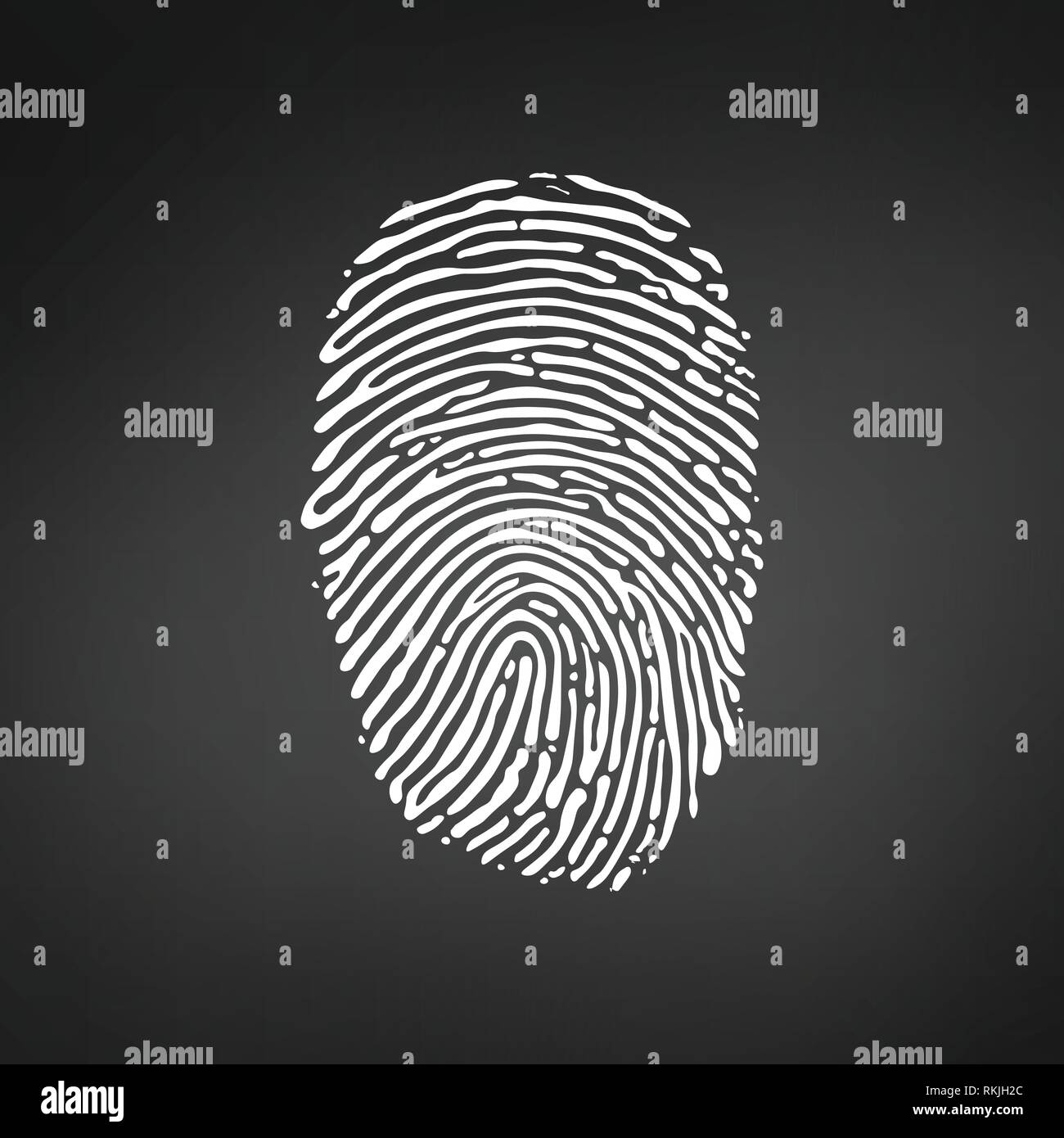 White Fingerprint icon on modern black background. Vector illustration Stock Vector