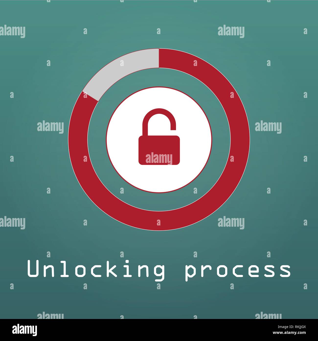Unlocking lock process flat 3d isometry isometric personal data security decryption login log in entrance concept web vector illustration. Creative te Stock Vector
