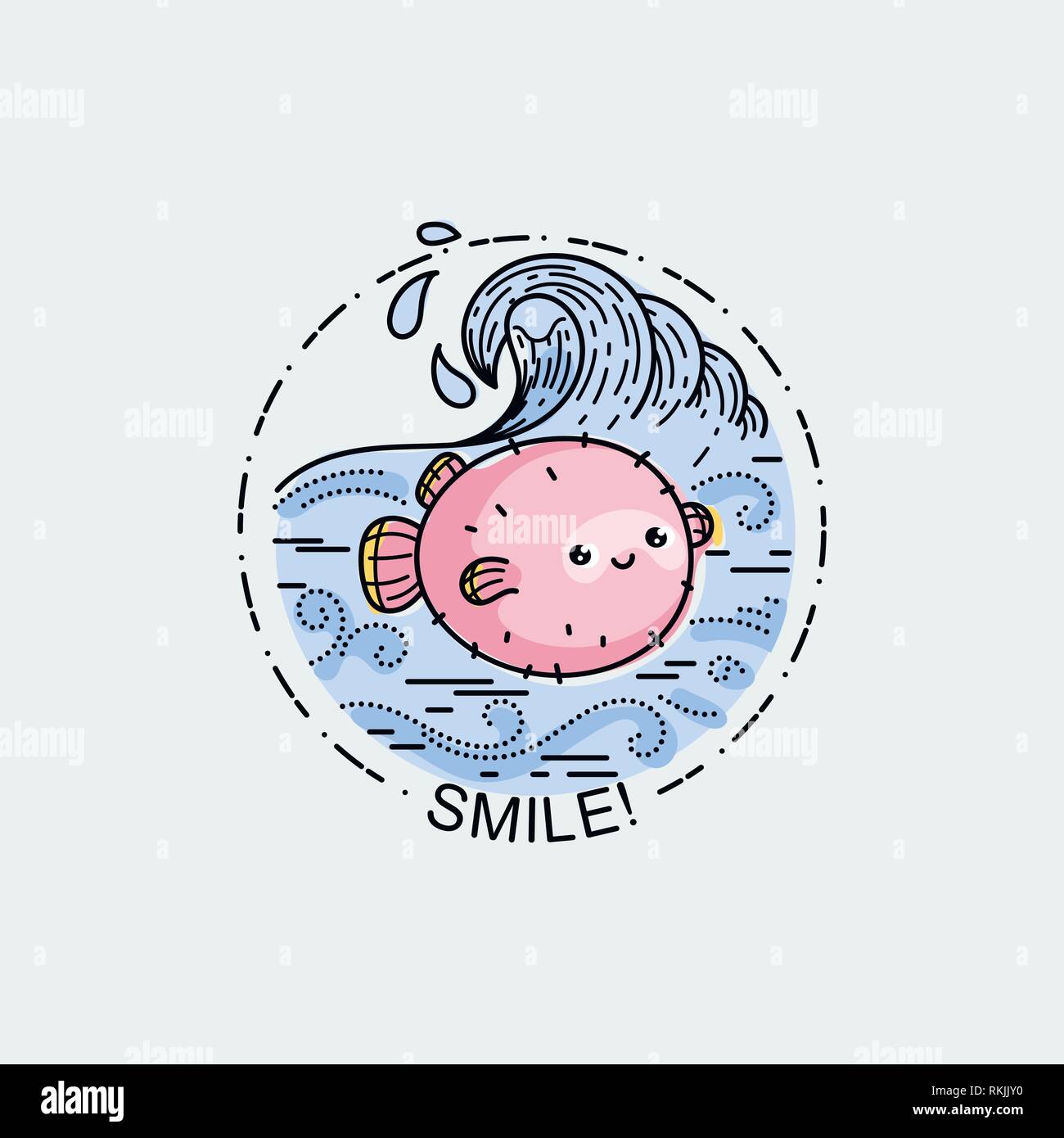 Cartoon illustration funny blowfish fish Stock Vector Images - Page 2 -  Alamy