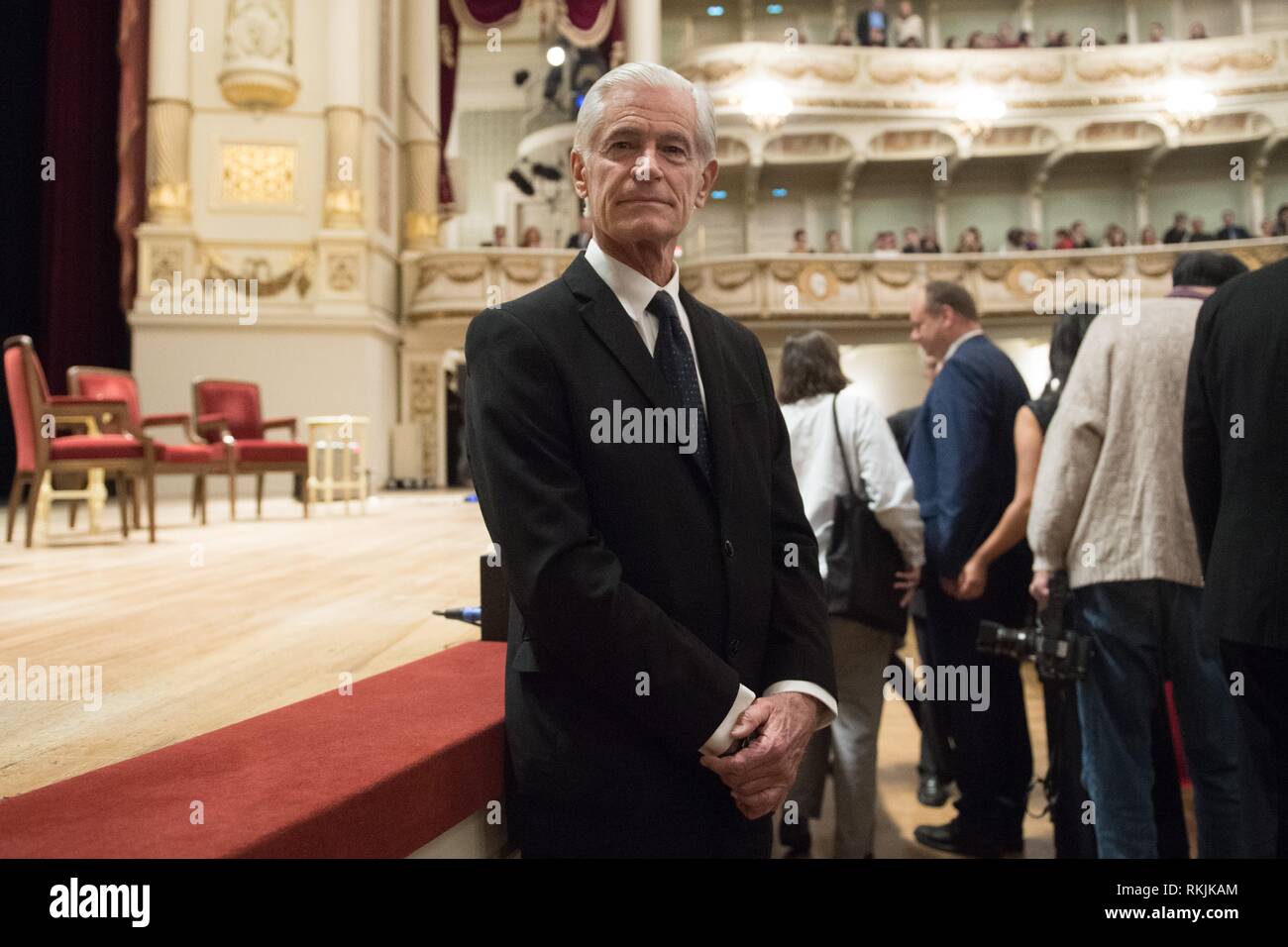 Dresden, Germany. 11th Feb, 2019. The US-American photographer James Nachtwey is standing in the Semper Opera House on the occasion of the 10th International Peace Prize. The prize is endowed with 10,000 euros and is awarded to the Vietnamese Kim Phuc Phan Thi. Credit: Sebastian Kahnert/dpa-Zentralbild/dpa/Alamy Live News Stock Photo