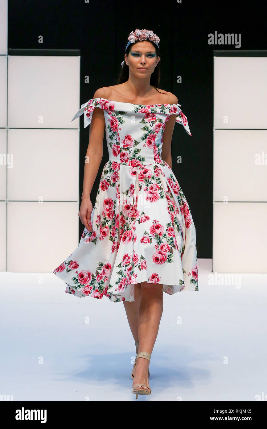 Fremskynde onsdag omfattende Olympia London. UK 11 Feb 2019 - Models on catwalk showcasing The Pretty  Dress Company's Autumn/Winter