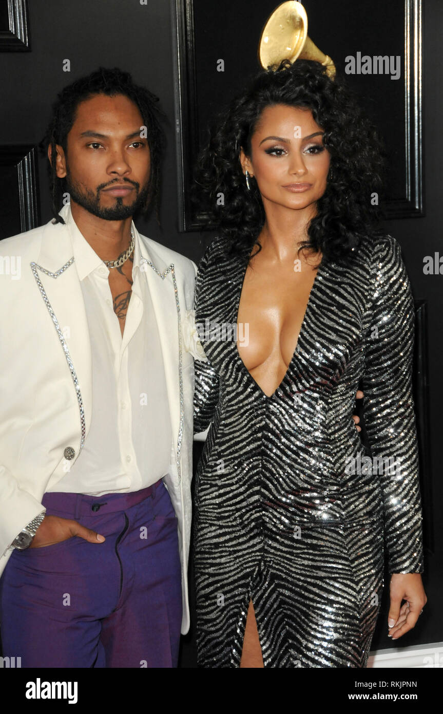Los Angeles, California, USA. 10th Feb, 2019. Miguel, Nazanin Mandi at