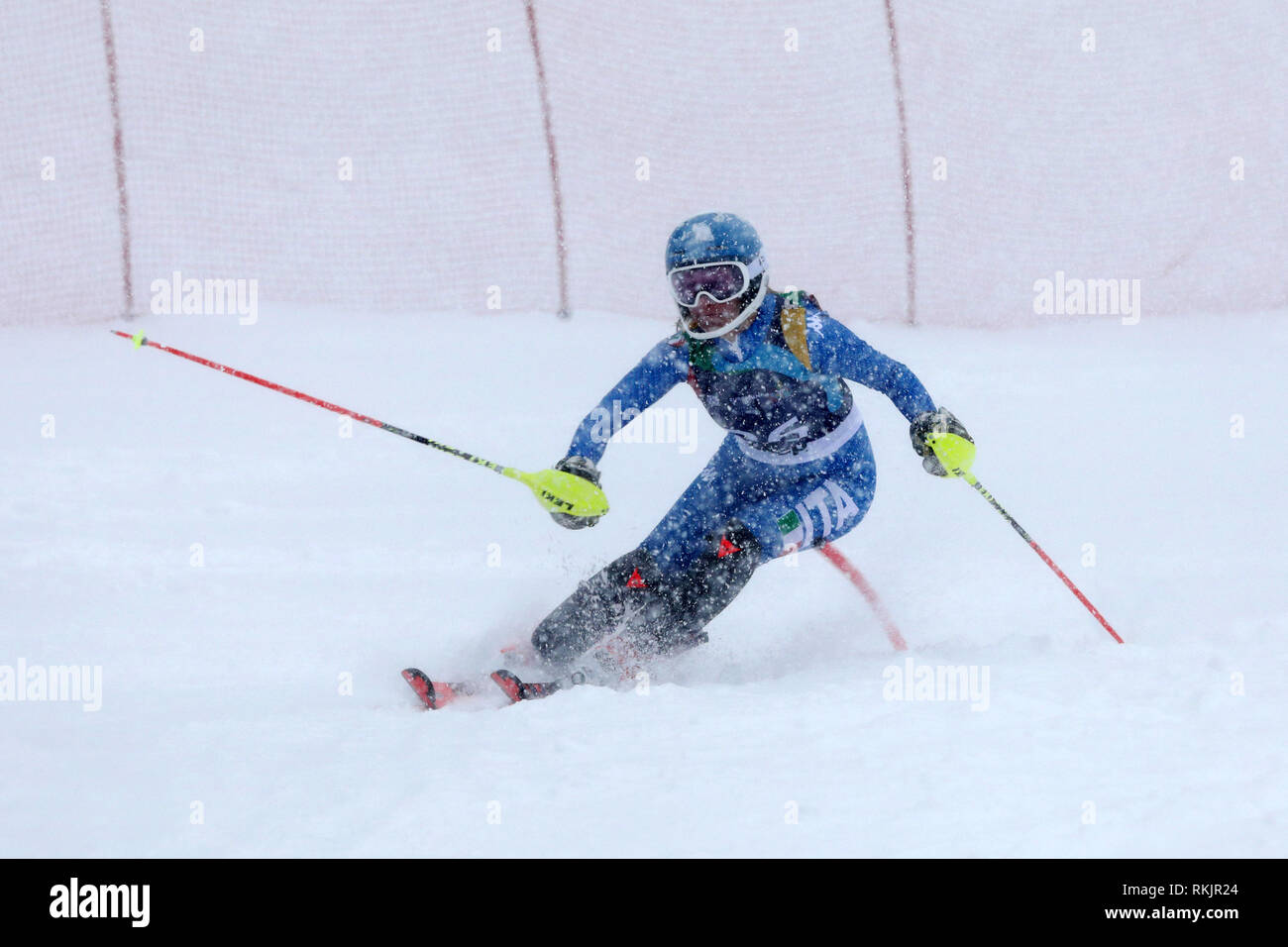 Sarajevo, Bosnia and Herzegovina (BiH). 11th Feb, 2019. Italy's Annette Belfrond competes during the women's giant slalom competition at the European Youth Olympic Festival (EYOF 2019) on Mountain Jahorina, near Sarajevo, Bosnia and Herzegovina (BiH), on Feb. 11, 2019. Credit: Nedim Grabovica/Xinhua/Alamy Live News Stock Photo