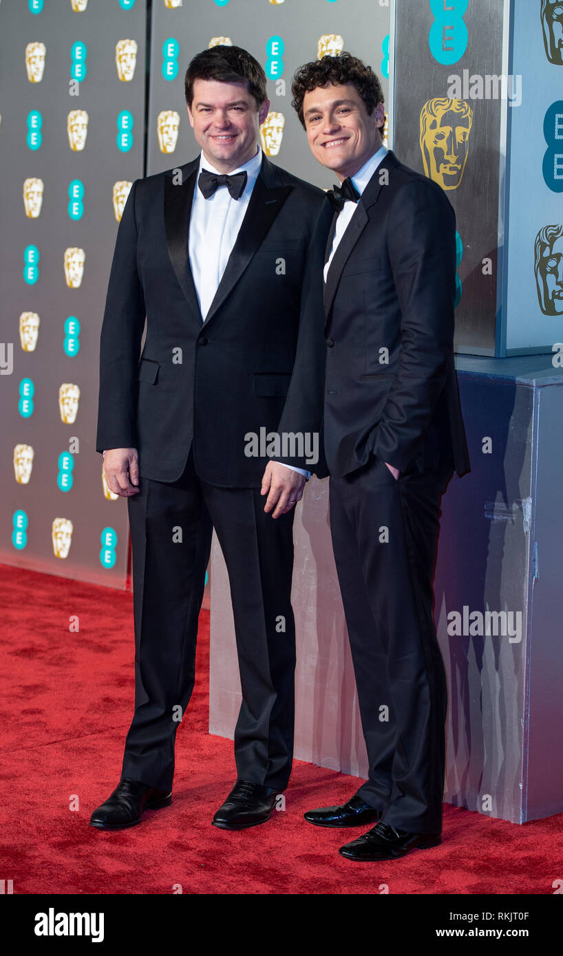 Chris Miller and Phil Lord attends the EE British Academy Film Awards at the Royal Albert Hall, London. Stock Photo