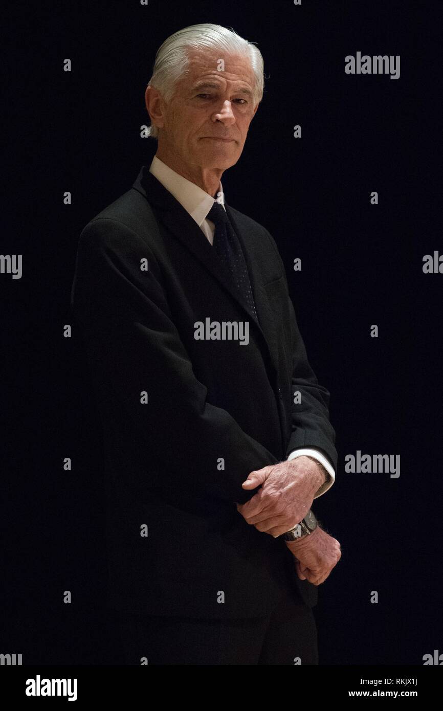 Dresden, Germany. 11th Feb, 2019. The US-American photographer James Nachtwey stands after his laudation on the occasion of the awarding of the 10th International Peace Prize in the Semperoper Bühnenrand. The prize is endowed with 10,000 euros and is awarded to the Vietnamese Kim Phuc Phan Thi. Credit: Sebastian Kahnert/dpa-Zentralbild/dpa/Alamy Live News Stock Photo