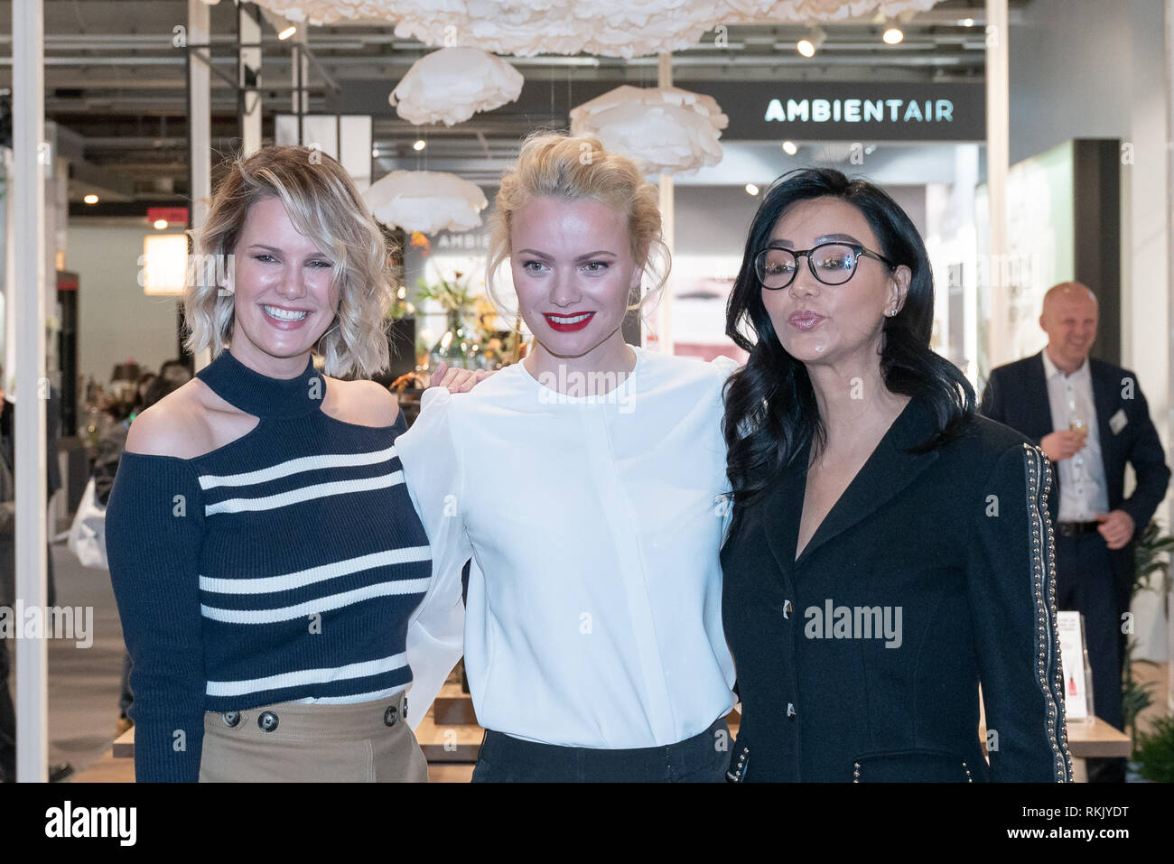 Frankfurt, Germany. 11th Feb 2019. Monica Ivancan, Franziska Knuppe and Verona Pooth visit Ipuro at Ambiente trade fair 2019. Ambiente is a leading consumer goods trade fair with more than 4300 exhibitors and 130,000+ trade visitors. Credit: Markus Wissmann/Alamy Live News Stock Photo