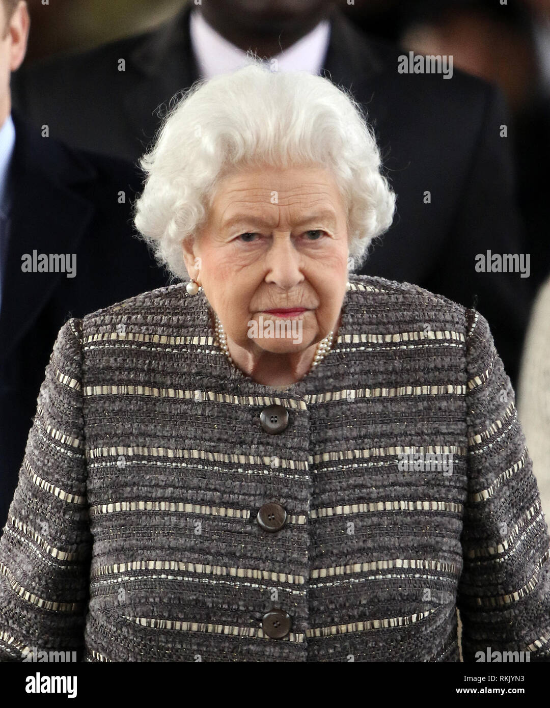 Kings Lynn Norfolk UK. 11th Feb 2019. HM Queen Elizabeth II arrives to catch a public train from Kings Lynn to London at the end of her annual Christmas holiday at Sandringham