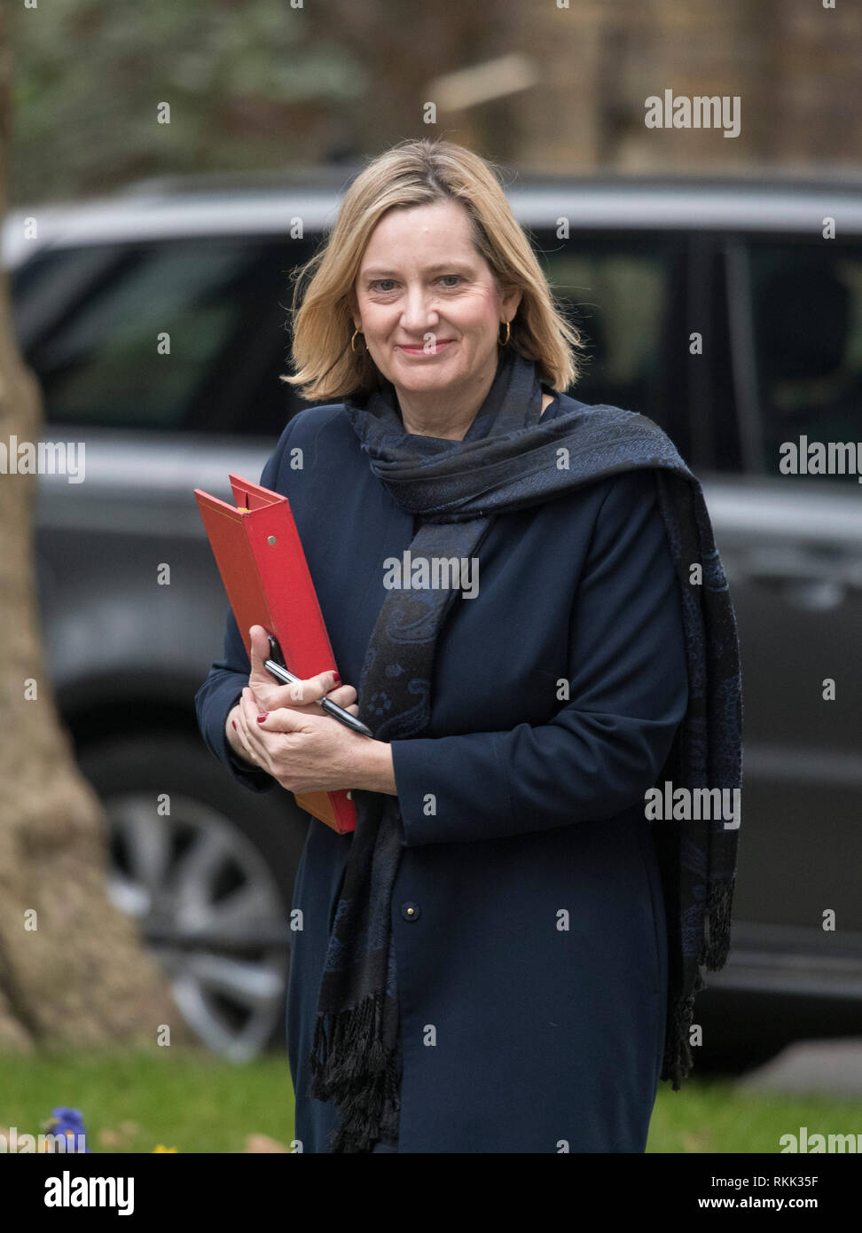 Downing Street, London, UK. 12 February 2019. Government Ministers arrive in Downing Street for weekly cabinet meeting. Amber Rudd, Secretary of State for Work and Pensions. Credit: Malcolm Park/Alamy Live News. Stock Photo
