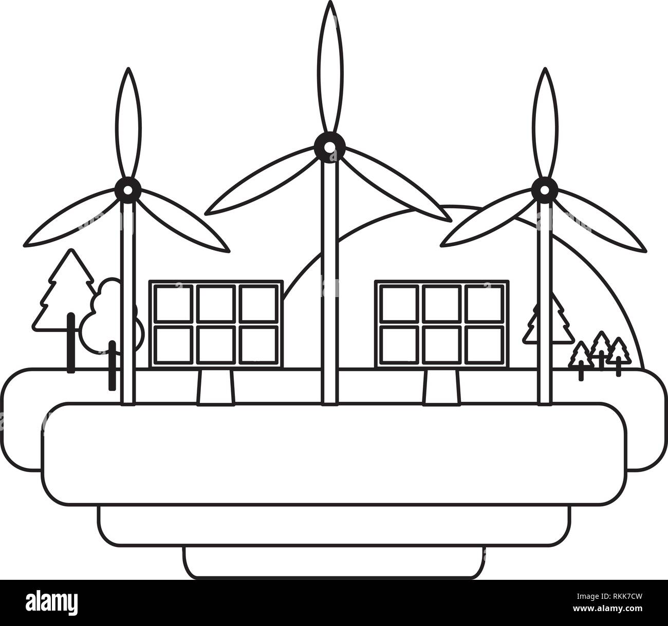 Wind turbines green energy black and white Stock Vector Image & Art - Alamy