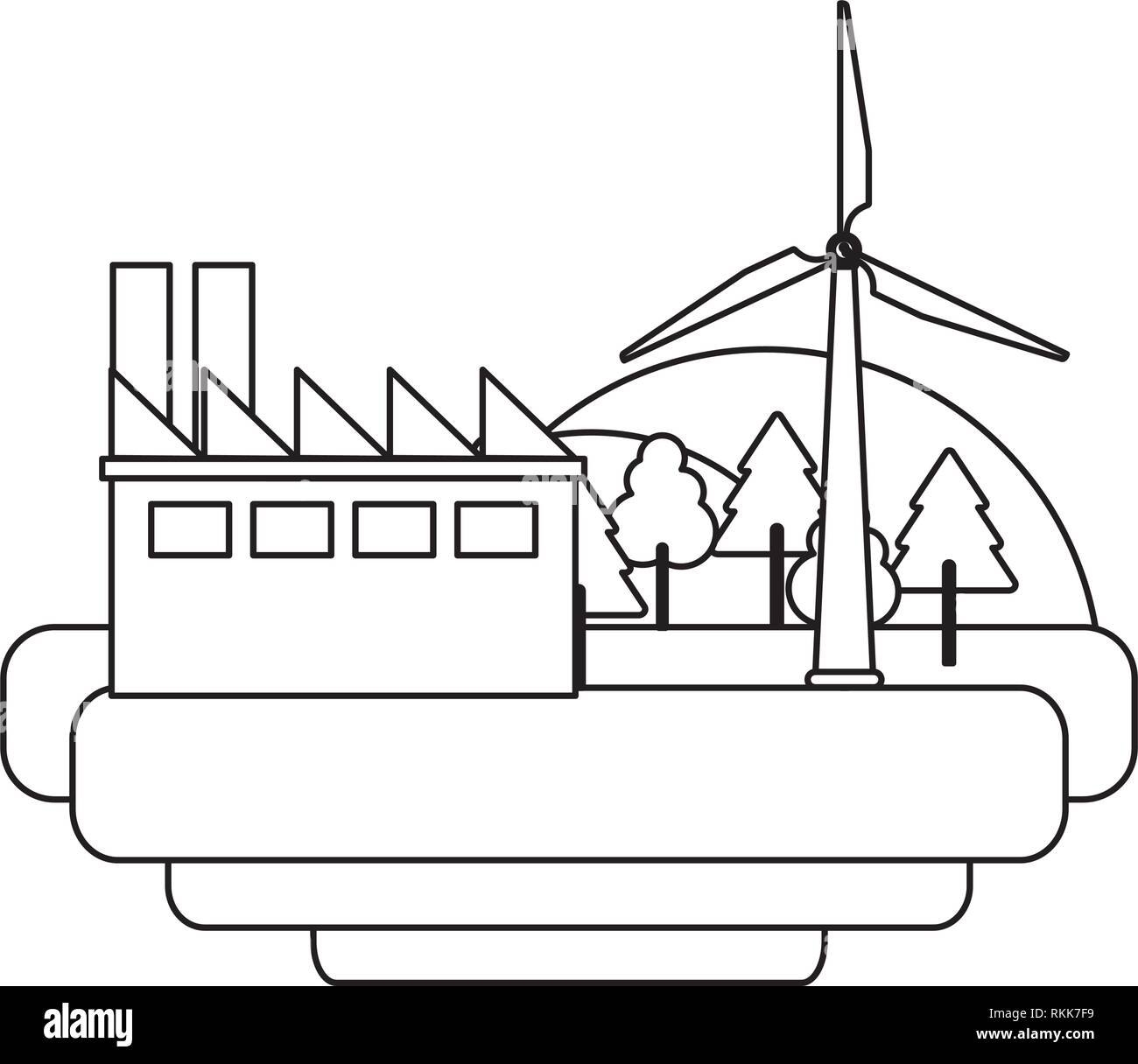 Wind turbines green energy black and white Stock Vector Image & Art - Alamy