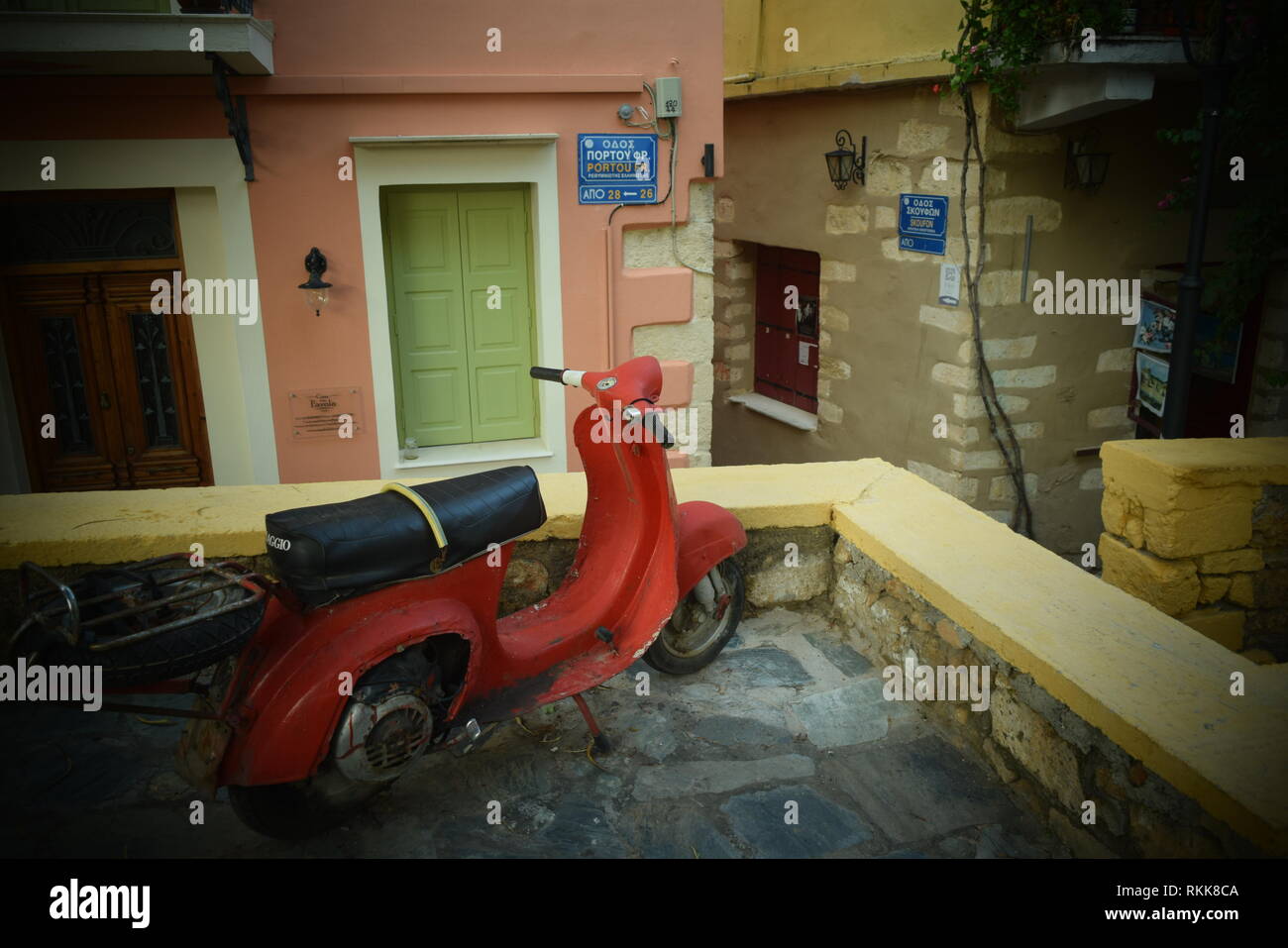 chania,crete old scooter Stock Photo