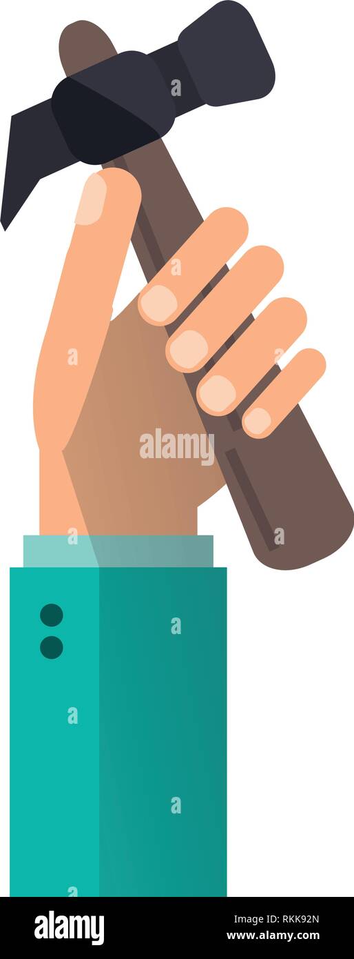 hand with hammer tool cartoon Stock Vector Image & Art - Alamy