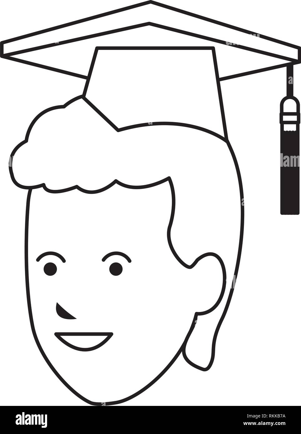young man head graduation hat black and white Stock Vector Image & Art ...
