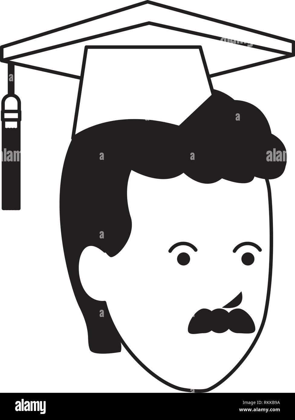 young man head graduation hat black and white Stock Vector Image & Art ...