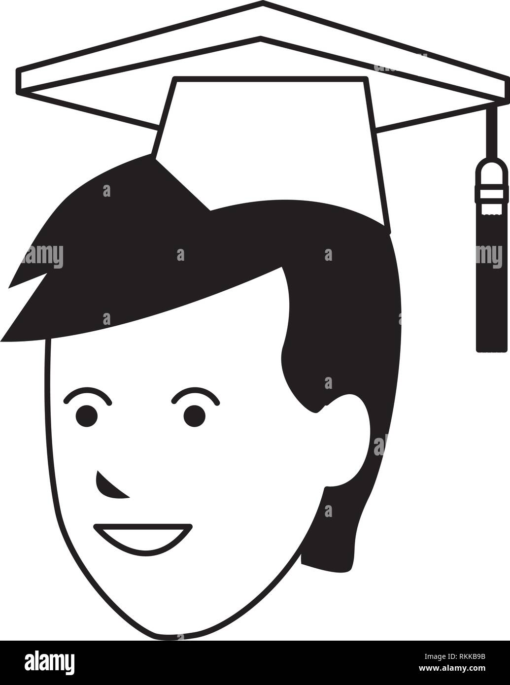 young man head graduation hat black and white Stock Vector Image & Art ...