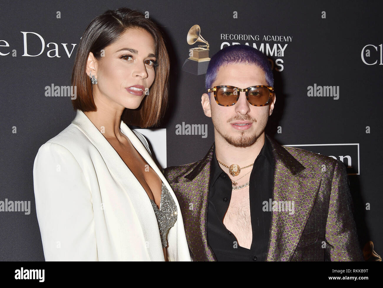 BEVERLY HILLS, CA - FEBRUARY 09: Ali Tamposi (L) and Andrew Watt attend The Recording Academy And Clive Davis' 2019 Pre-GRAMMY Gala at The Beverly Hil Stock Photo