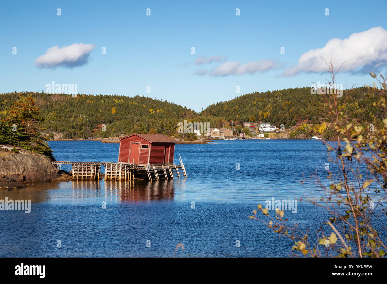 View of a small town on the Atlantic Ocean Coast during a cloudy
