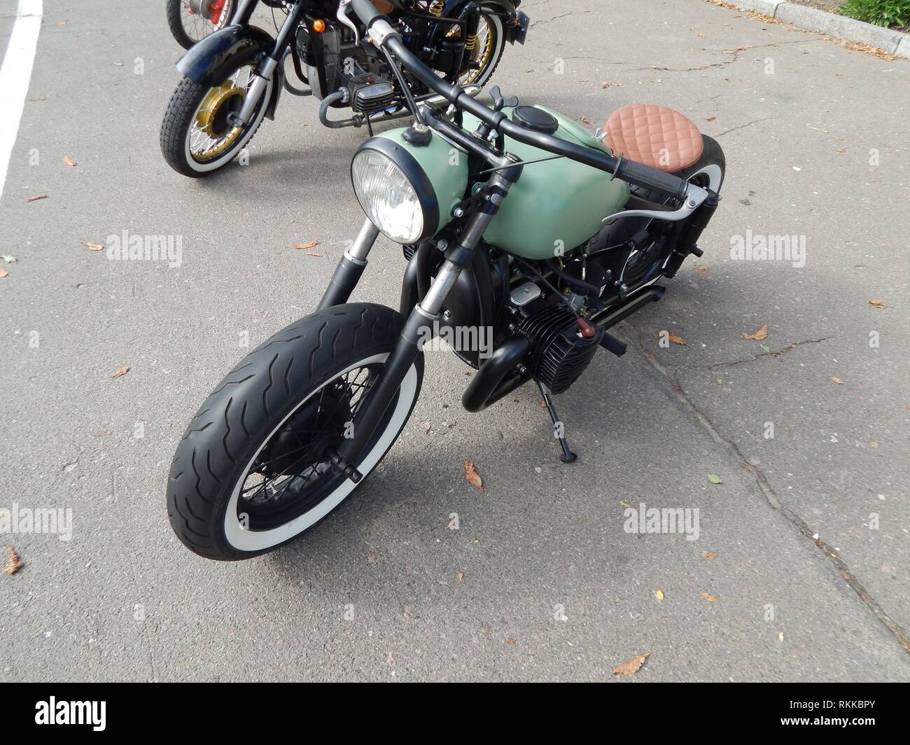 Retro motorcycle and bike antique parts and elements Stock Photo - Alamy