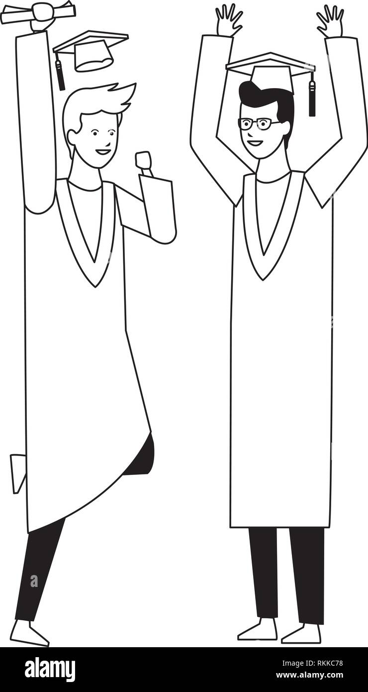 graduation ceremony friends black and white Stock Vector Image & Art ...