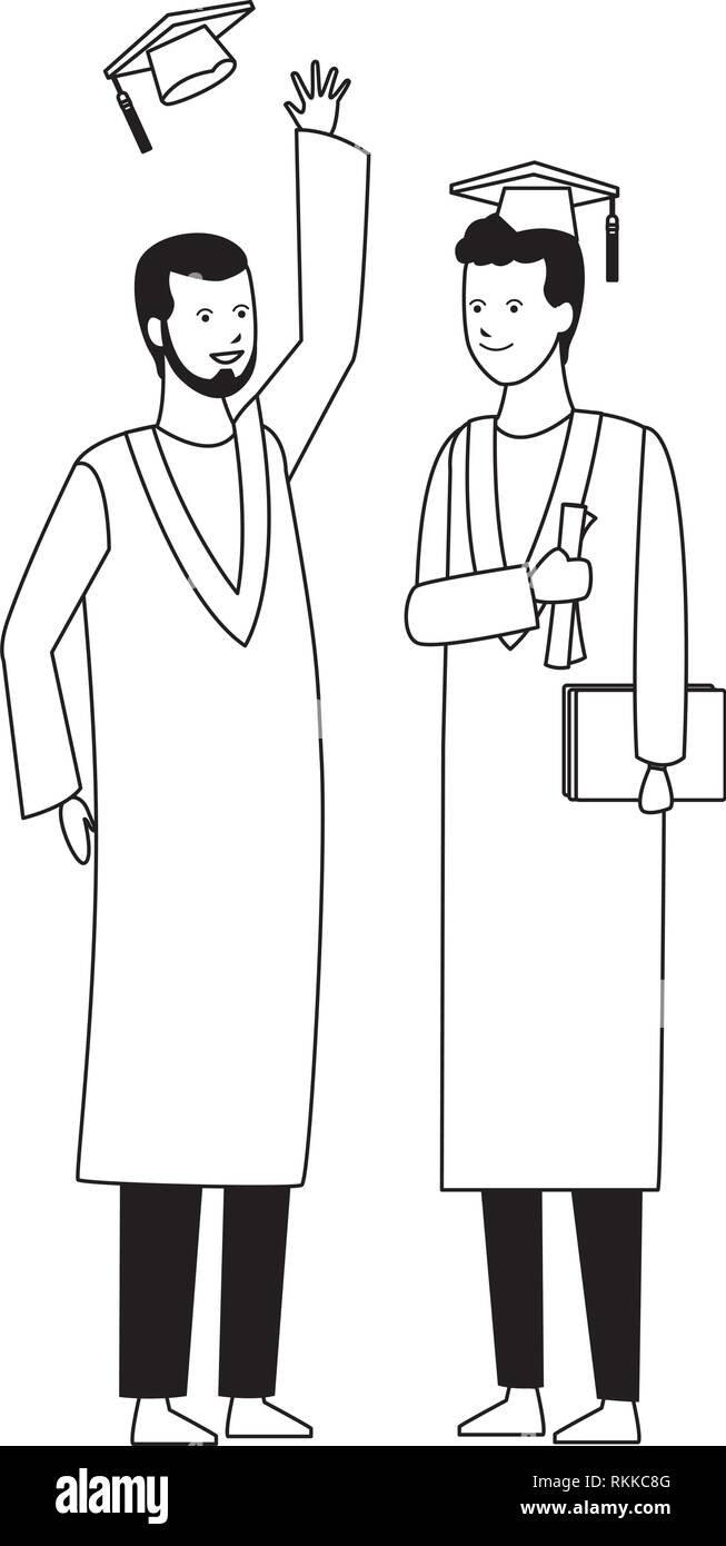 graduation ceremony friends black and white Stock Vector Image & Art ...