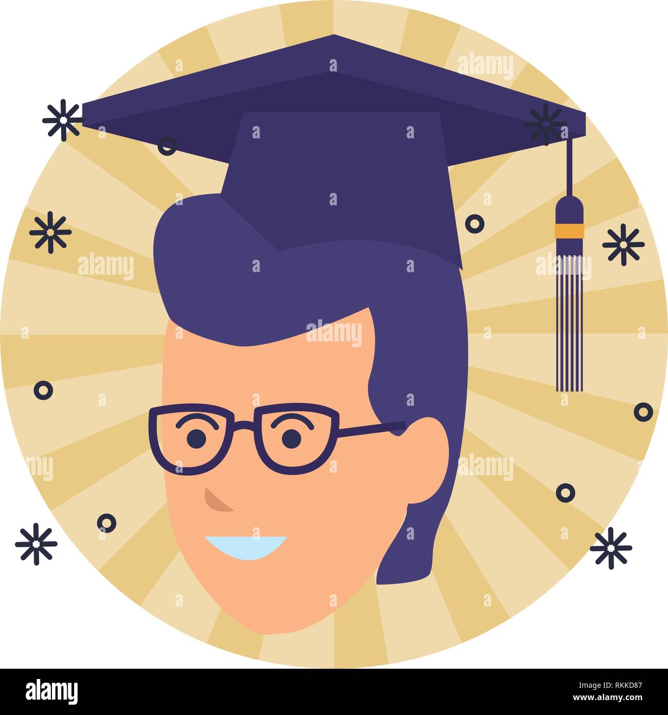 young man head graduation hat spark Stock Vector Image & Art - Alamy