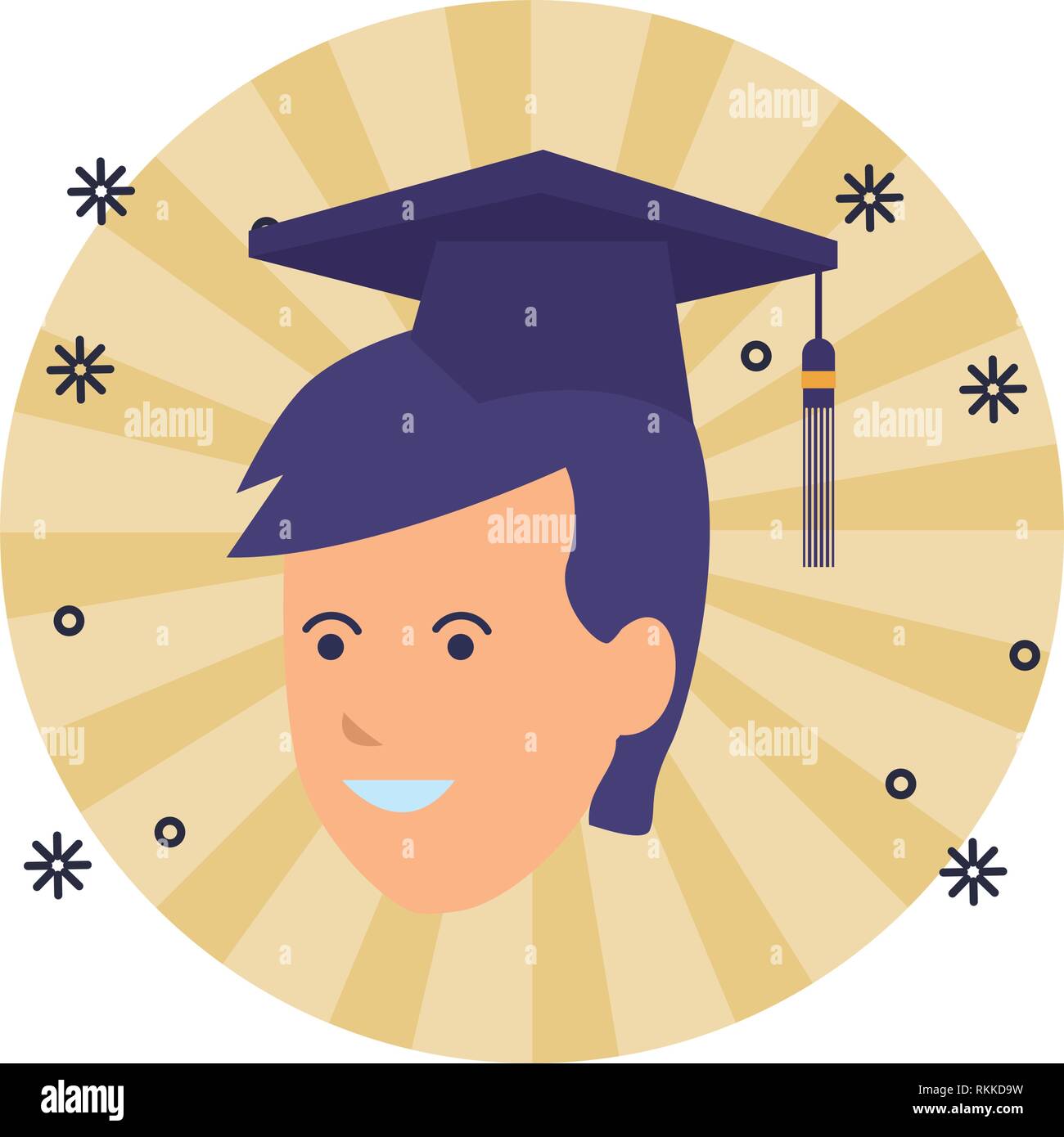 young man head graduation hat spark Stock Vector Image & Art - Alamy