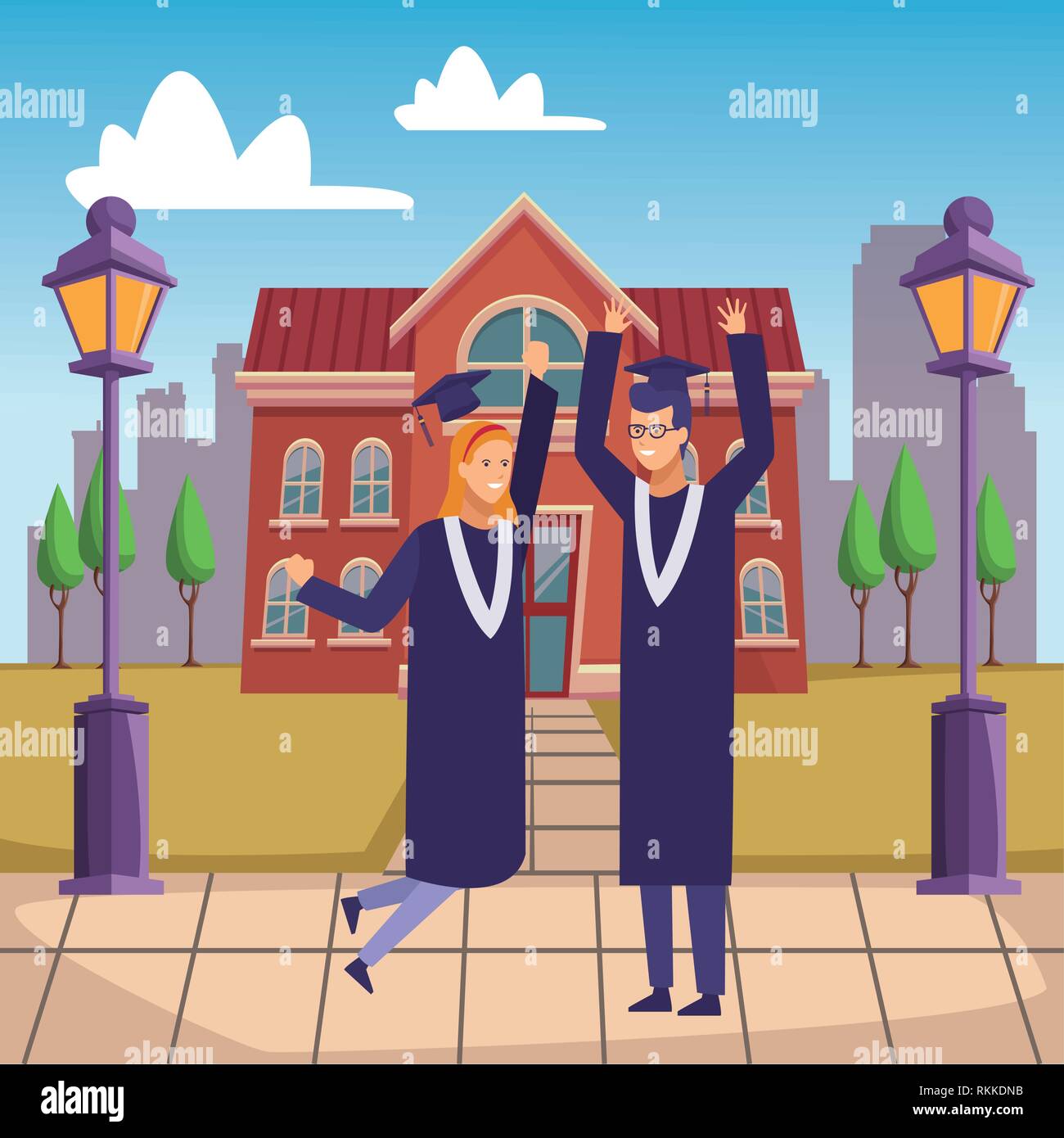 campus graduation ceremony friends Stock Vector Image & Art - Alamy