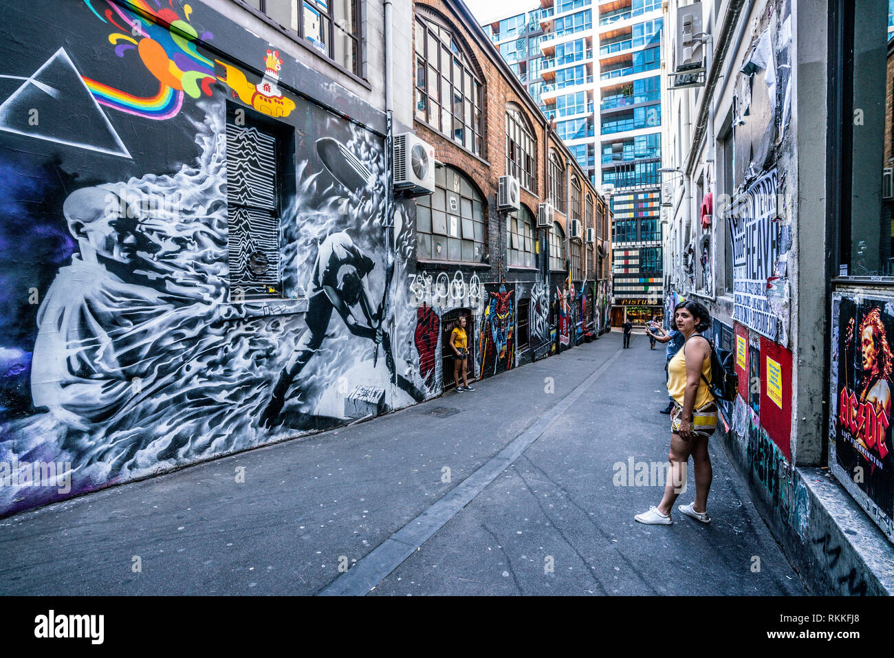 3rd January 2019, Melbourne Australia : AC/DC lane street view with people  in Melbourne Australia Stock Photo - Alamy