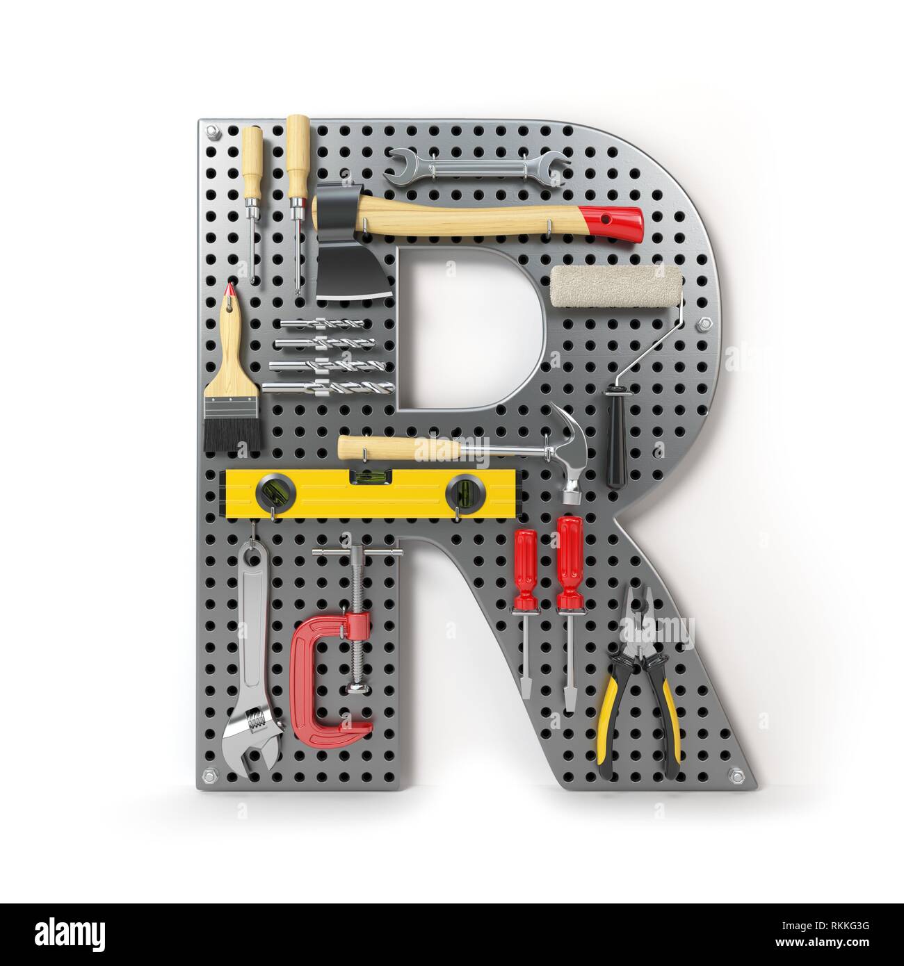 Letter R. Alphabet From The Tools On The Metal Pegboard Isolated On ...