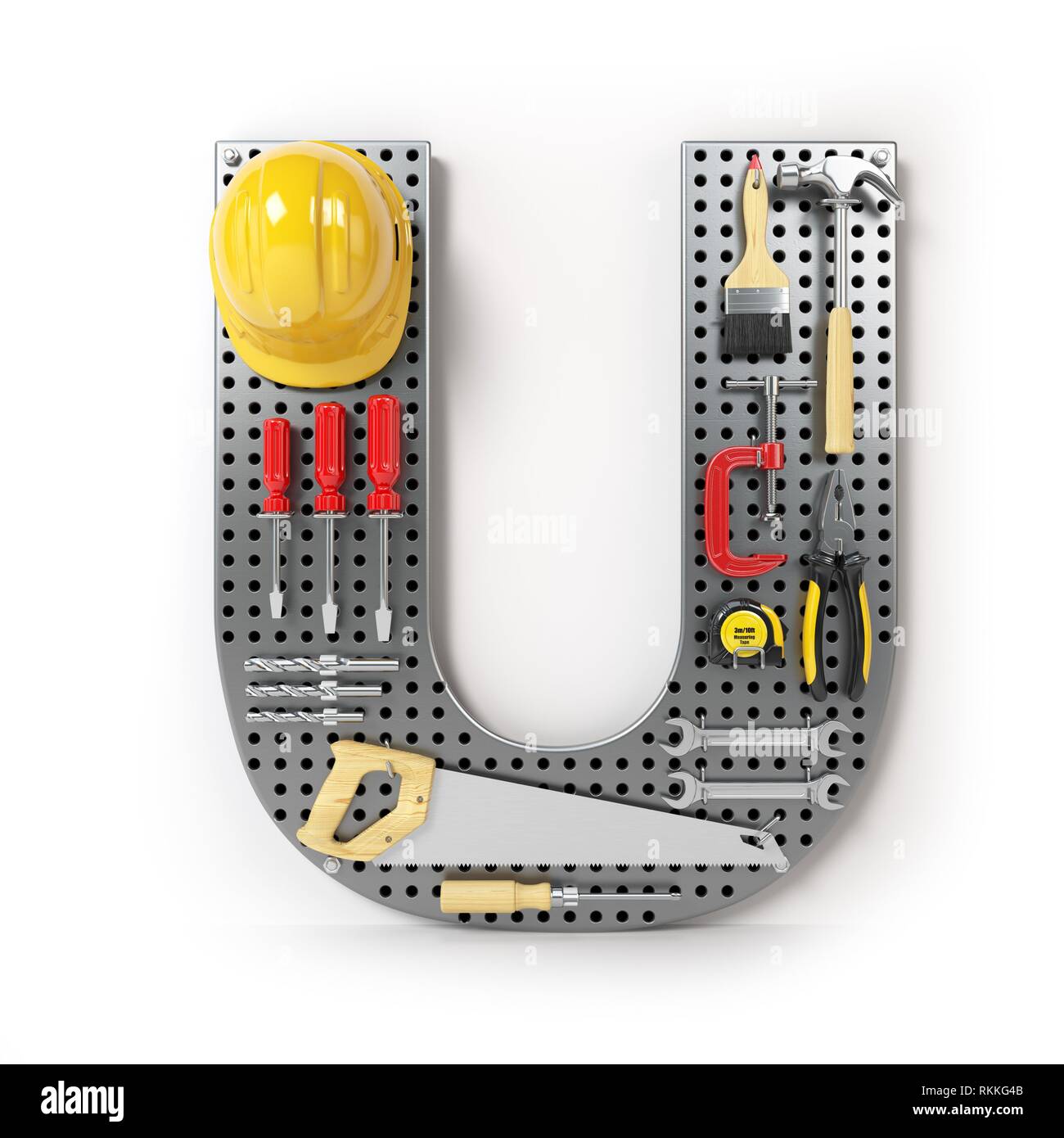 Letter U. Alphabet From The Tools On The Metal Pegboard Isolated On ...