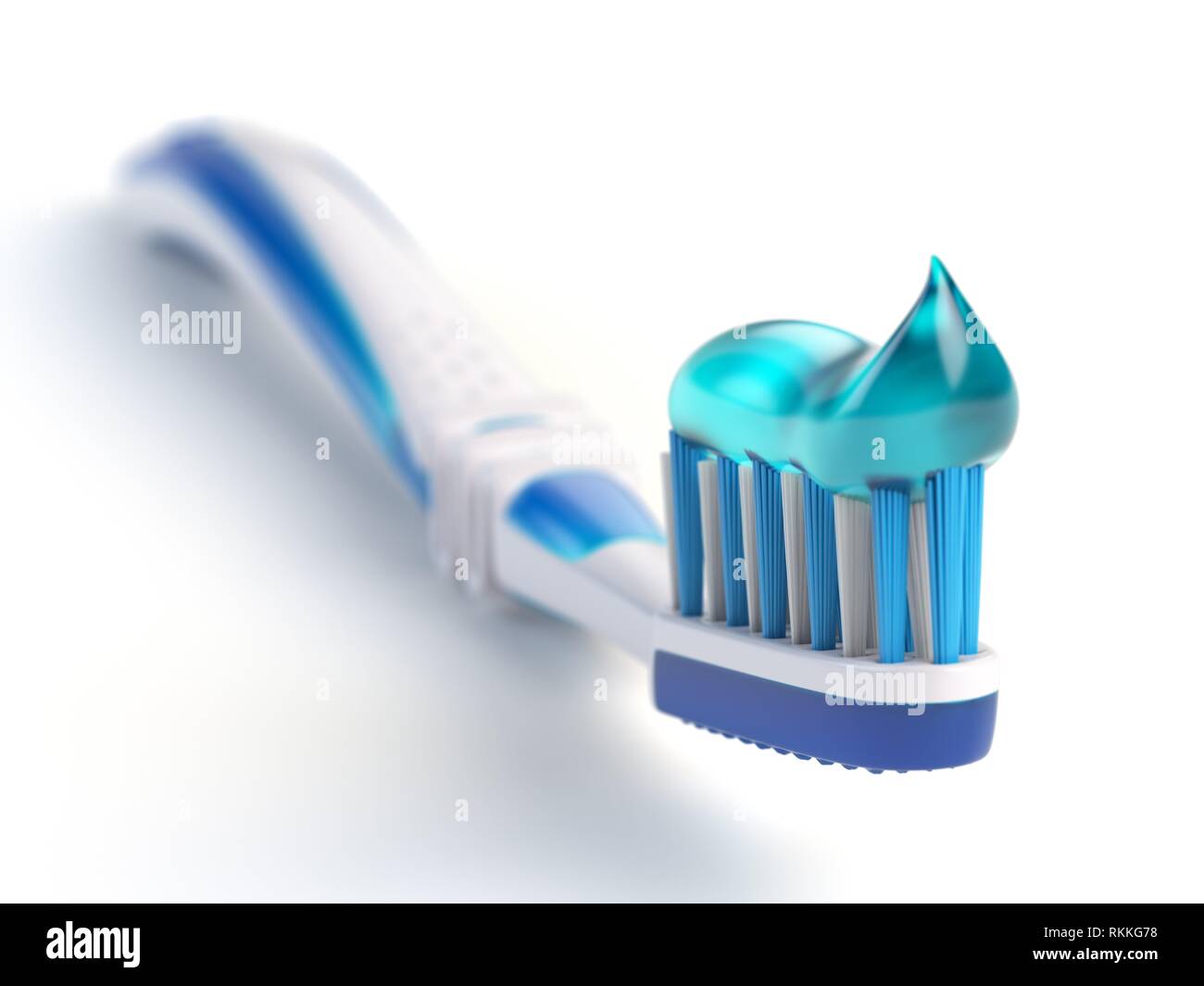 Toothbrush with paste isolated on white background. 3d illustration