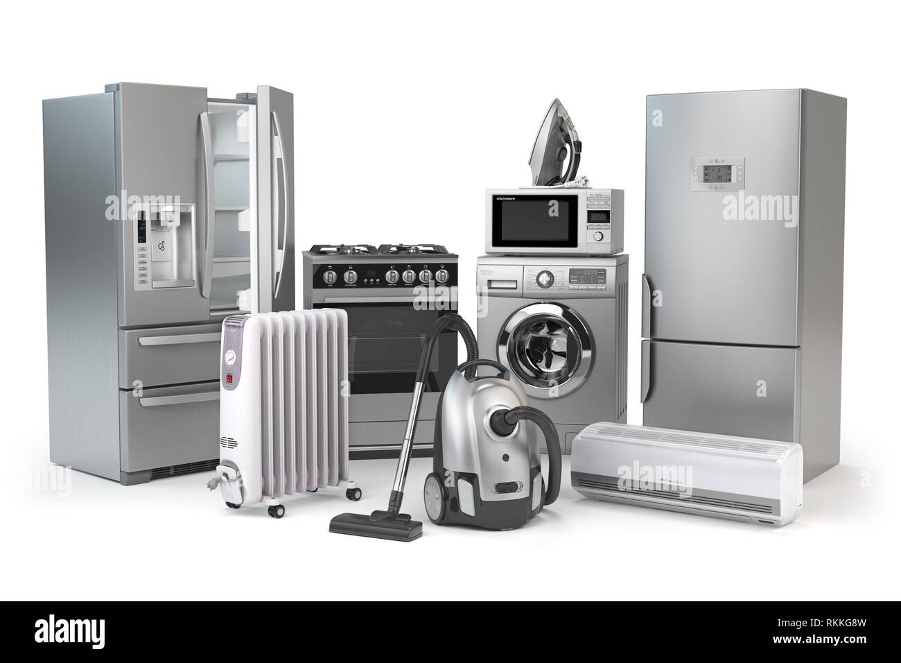 Home appliances. Set of household kitchen technics isolated on white