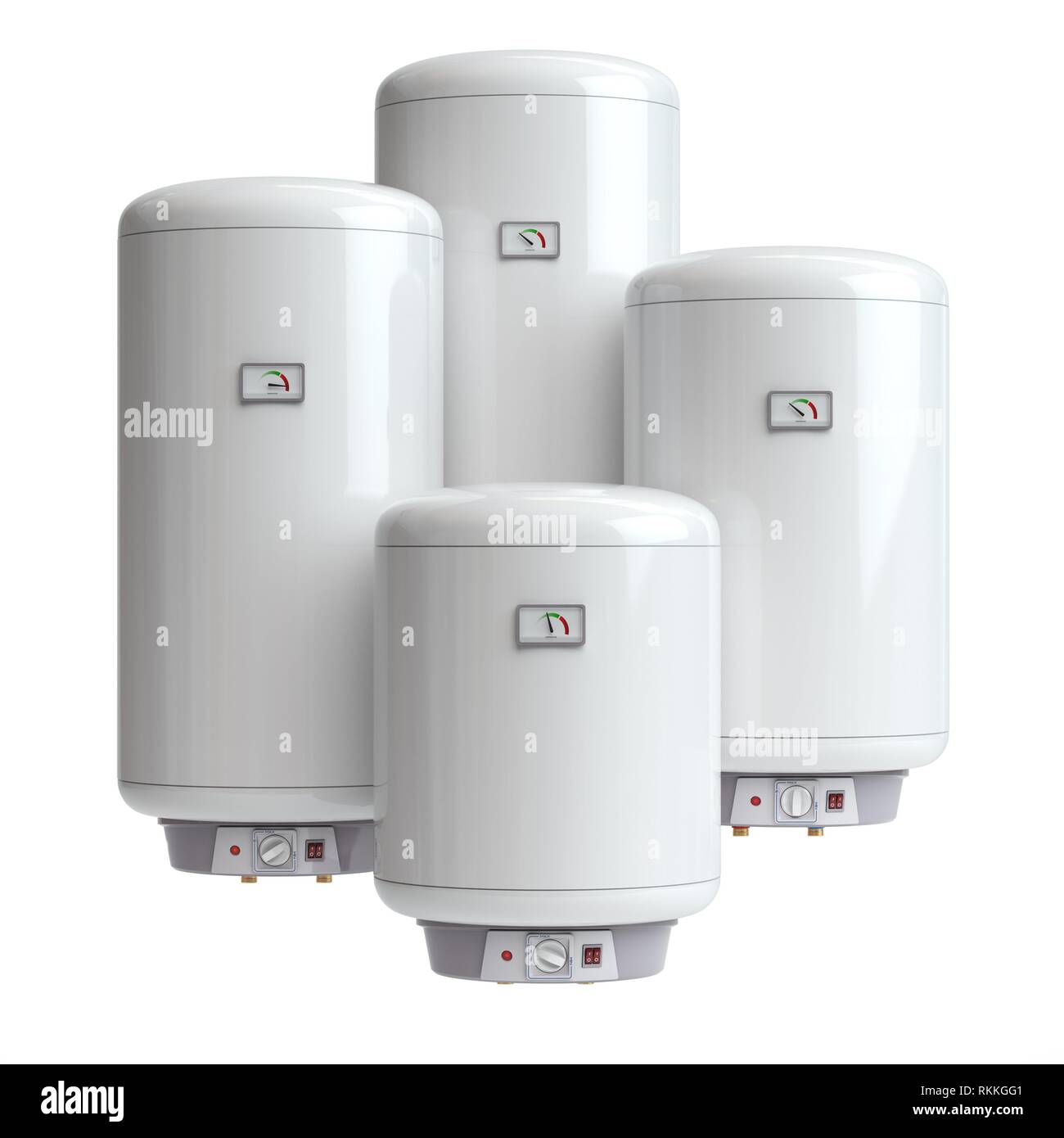 Electric boilers, water heater isolated on white background. 3d