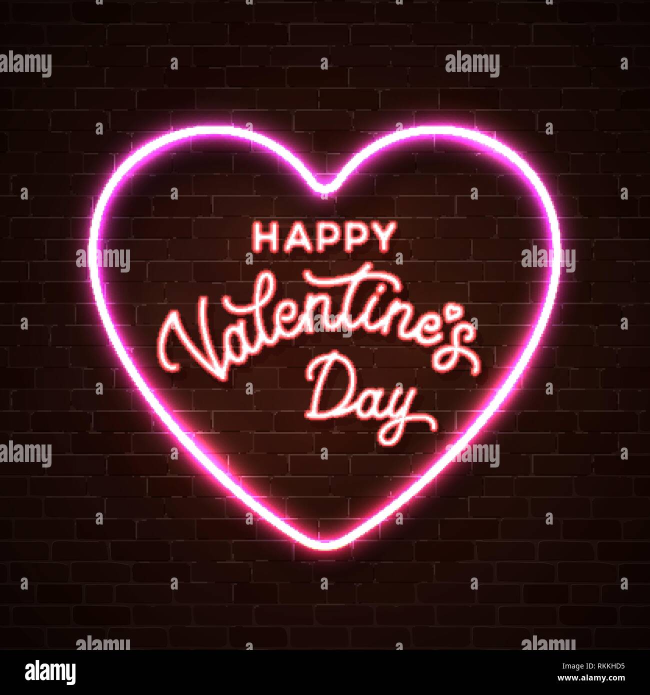 Happy Valentines Day neon lettering inscription Stock Vector Image ...