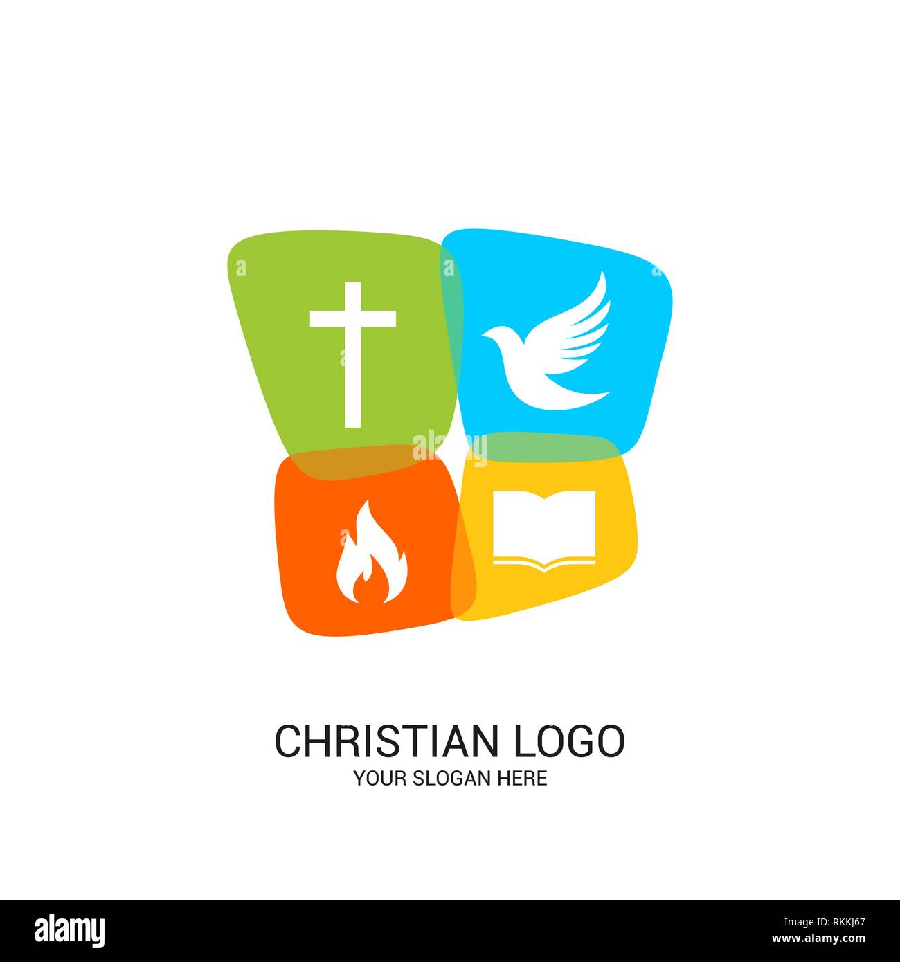 Christian Church Logo Bible Symbols Color Panels With The Image Of The Cross Dove Flame And Bible Stock Vector Image Art Alamy,Cheap Diy Christmas Gifts For Mom From Daughter