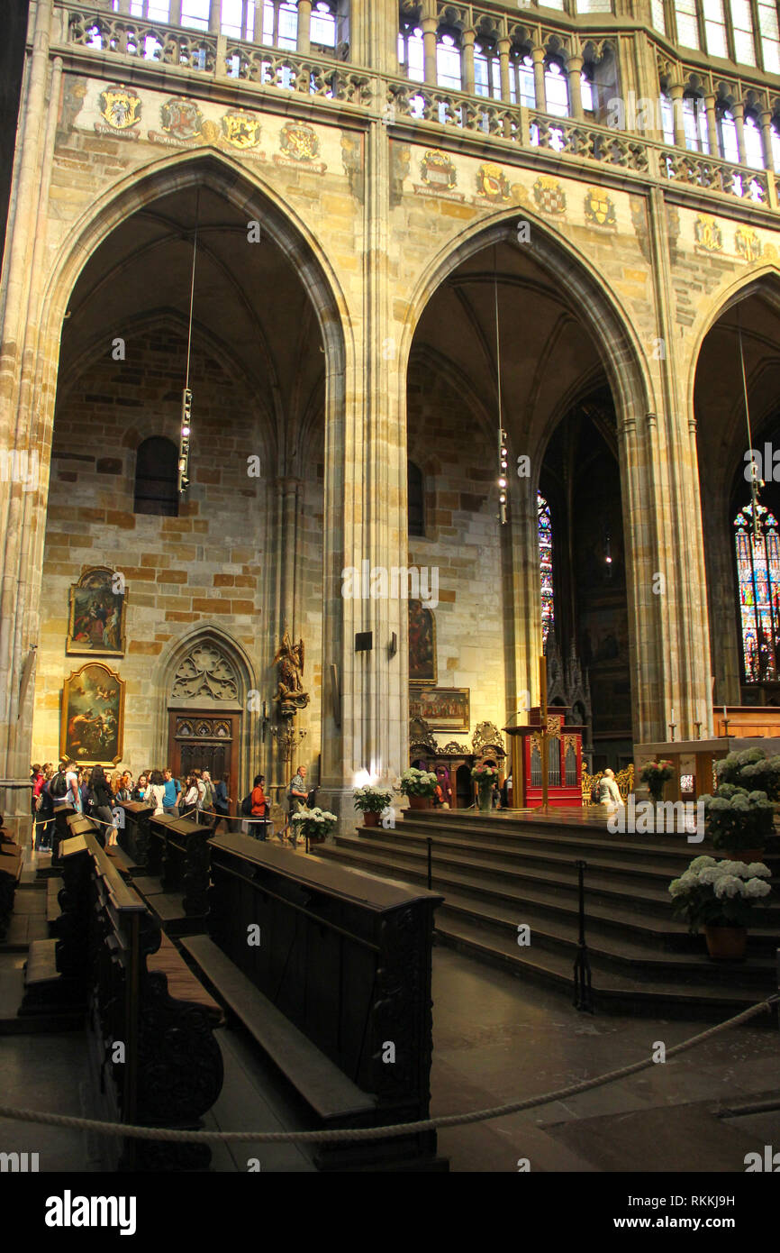 Interior of St. Vitus Cathedral in Prague, Czech Republic Stock Photo ...