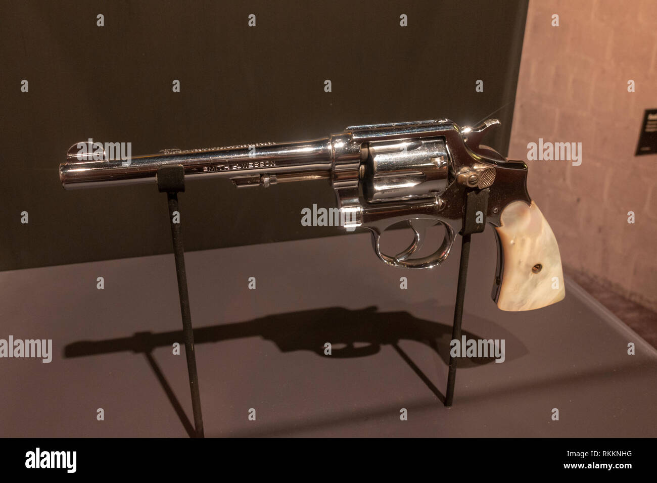 Al Capone .38 Smith & Wesson revolver, The Mob Museum, Las Vegas (City of Las Vegas), Nevada, United States. Stock Photo