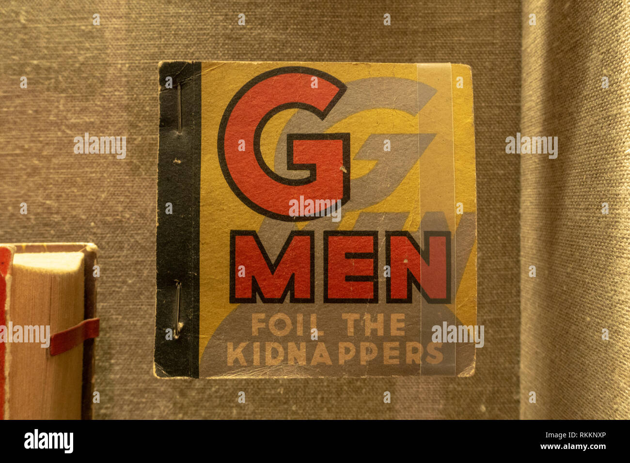 'G-Man Foil the Kidnappers' book, a G-Men (Government Agents) and gangster related toy, The Mob Museum, Las Vegas, Nevada, United States. Stock Photo